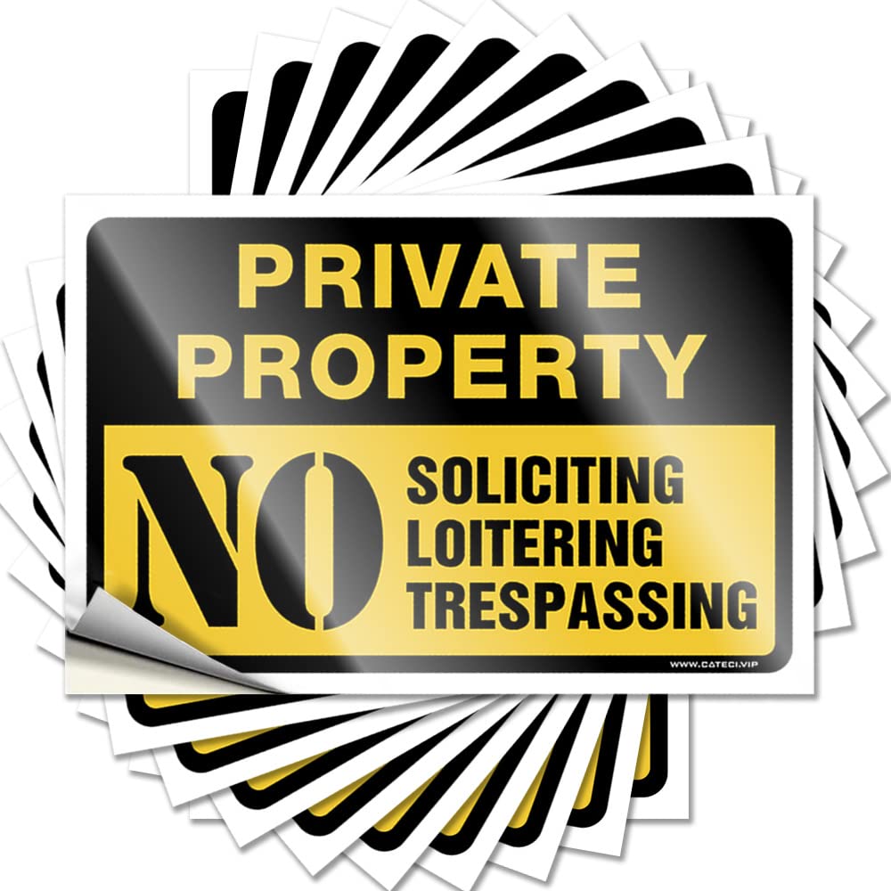JNBT Funny For Home Decor Labels Tumbler Waterproof Peel & Stick/Private Property No Trespassing Sign,no Loitering Soliciting Sign Car Man - Garage Signs Men(8X12CM-10Pcs)
