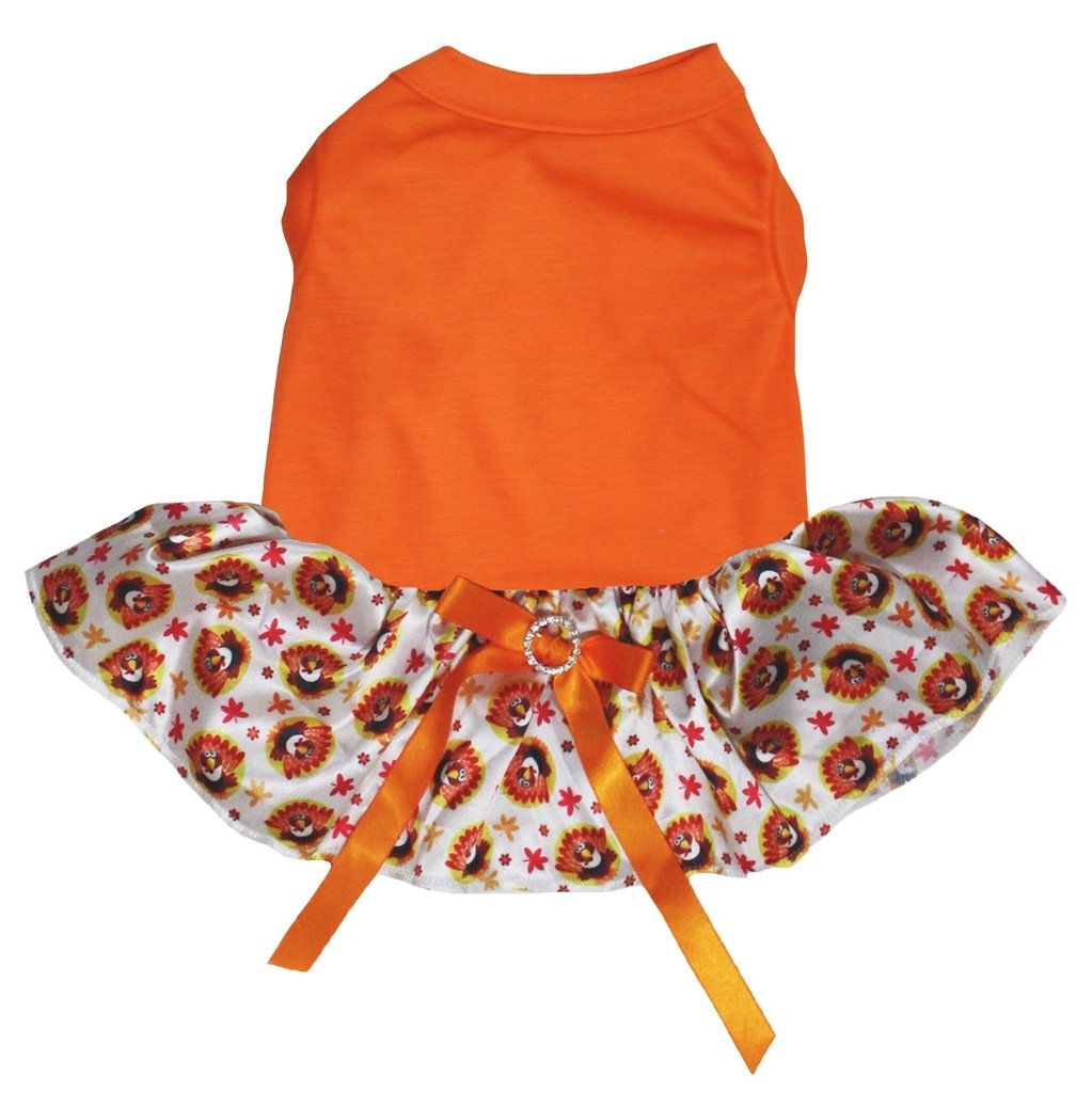 Robe pour chien Thanksgiving chiot tutu orange uni avec dinde