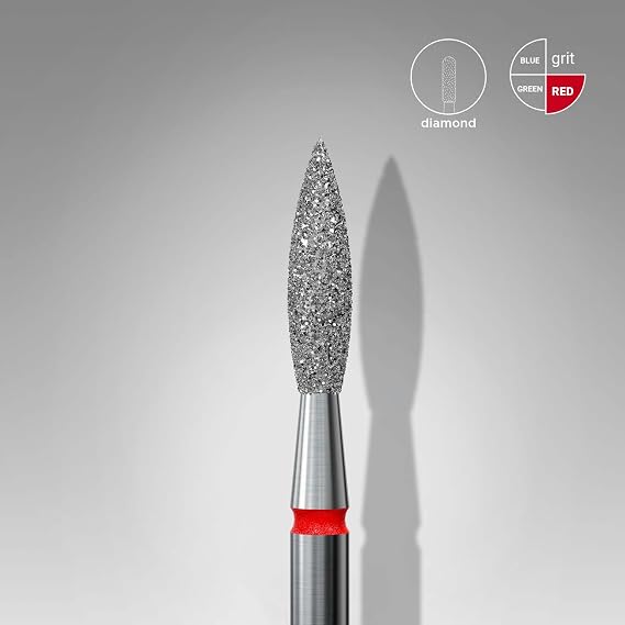 STALEKS PRO - Diamond Bit - Flame (Red Ring) I Attachment for Nail Cutters I Bits for Apparative Manicures and Pedicures I Grinding Attachment for Electric Grinders I Nail Drill Bit (FA10R023/10)