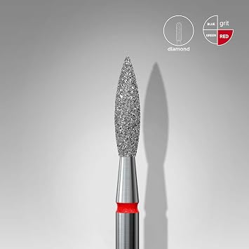 STALEKS PRO - Diamond Bit - Flame (Red Ring) I Attachment for Nail Cutters I Bits for Apparative Manicures and Pedicures I Grinding Attachment for Electric Grinders I Nail Drill Bit (FA10R023/10)