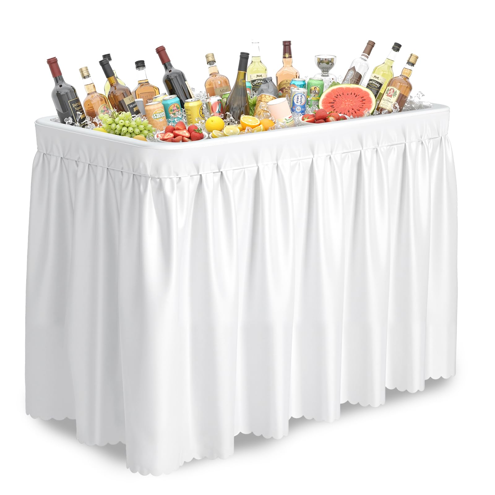 Bonnlo Table Glacière Extérieur Rectangulaire, avec Housse, pour Les Fêtes/Barbecues/Jardins, 102 * 56 * 102 cm, Blanc