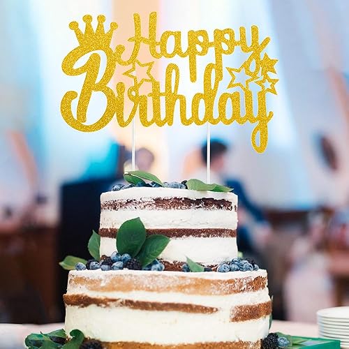 Miniatura 3 de Decoración para tartas de cumpleaños, decoración de pastel de cumpleaños, decoración de pastel de feliz cumpleaños, letrero dorado de feliz