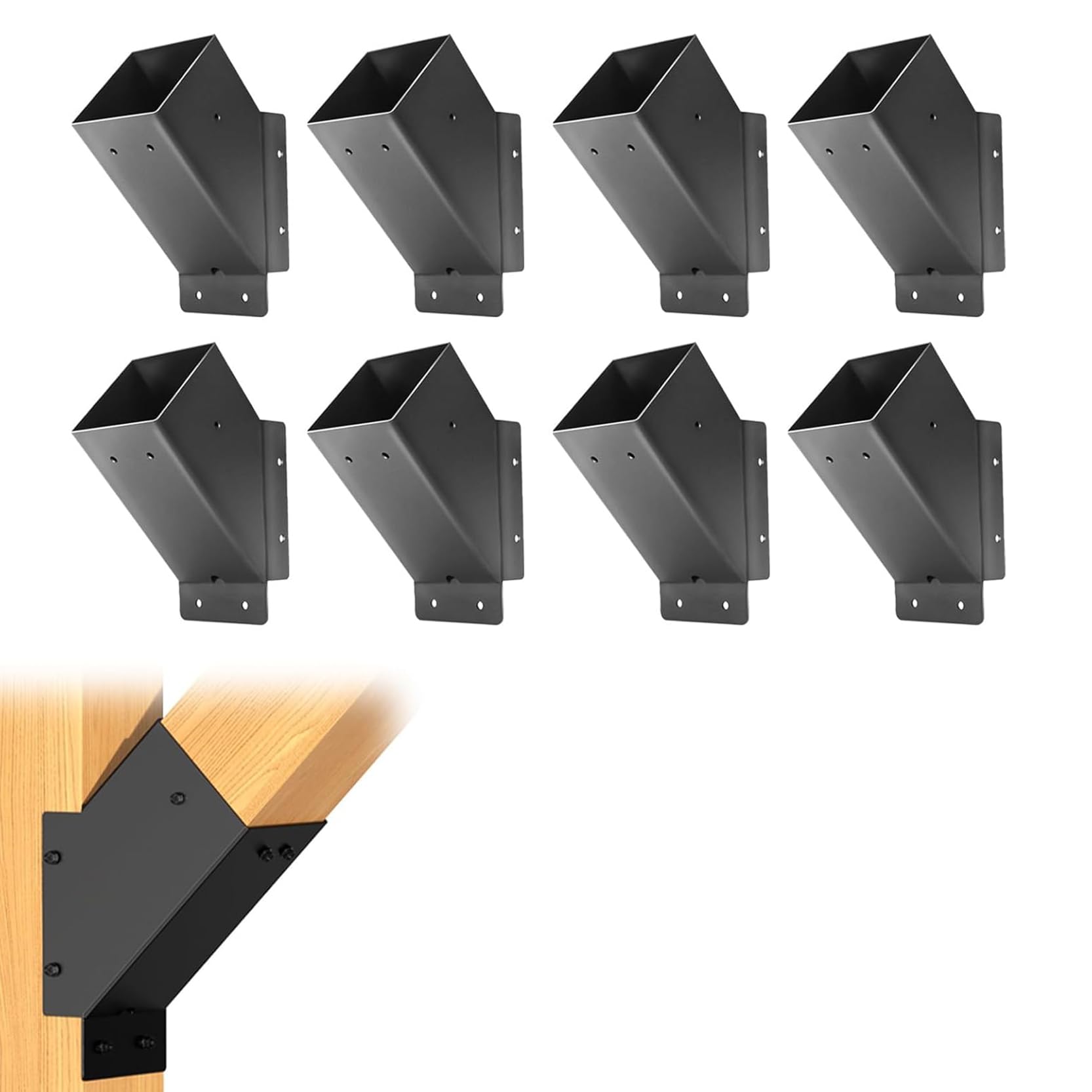 LQSYBHD 45-Degree Angle Support Brackets Heavy Duty Roof Riser Brackets Kit 45 Degree Corner Brace Metal Roof Riser Beam Bracket for Roof Pergola Gazebo Patio Cover(Size:8pcs)