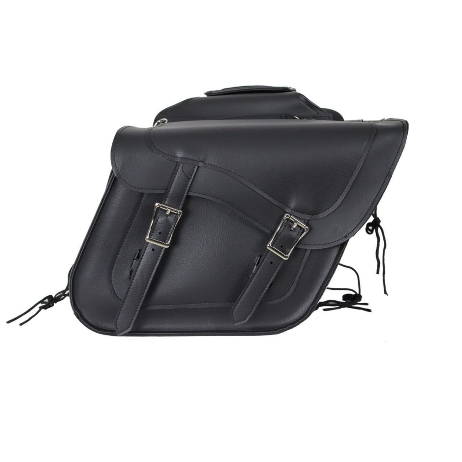 Motorcycle Saddle Bags Leather Motorcycle Swing Arm Bag For Softails Sportsters and Choppers Waterproof Luggage Bags For Motorcycle (13" x 12" x 10", No Studs No Braid, Black)