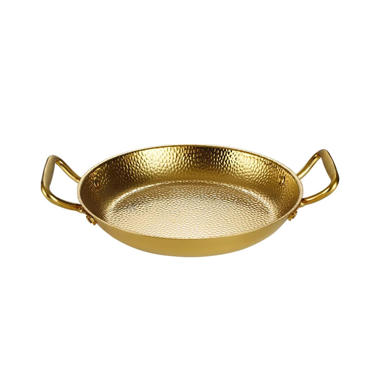 TQUXNGA Double Handle Stainless Steel Paella Pan with Hammered Finish Kitchen Cookware for Home Cooking and Parties Hammered Texture Pan