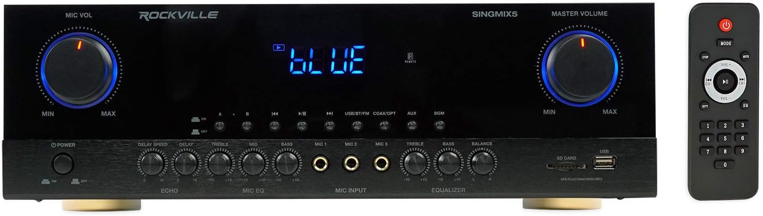 Rockville SingMix 5 Bluetooth Karaoke Amplifier Mixer For Vocopro VX-12 Speakers