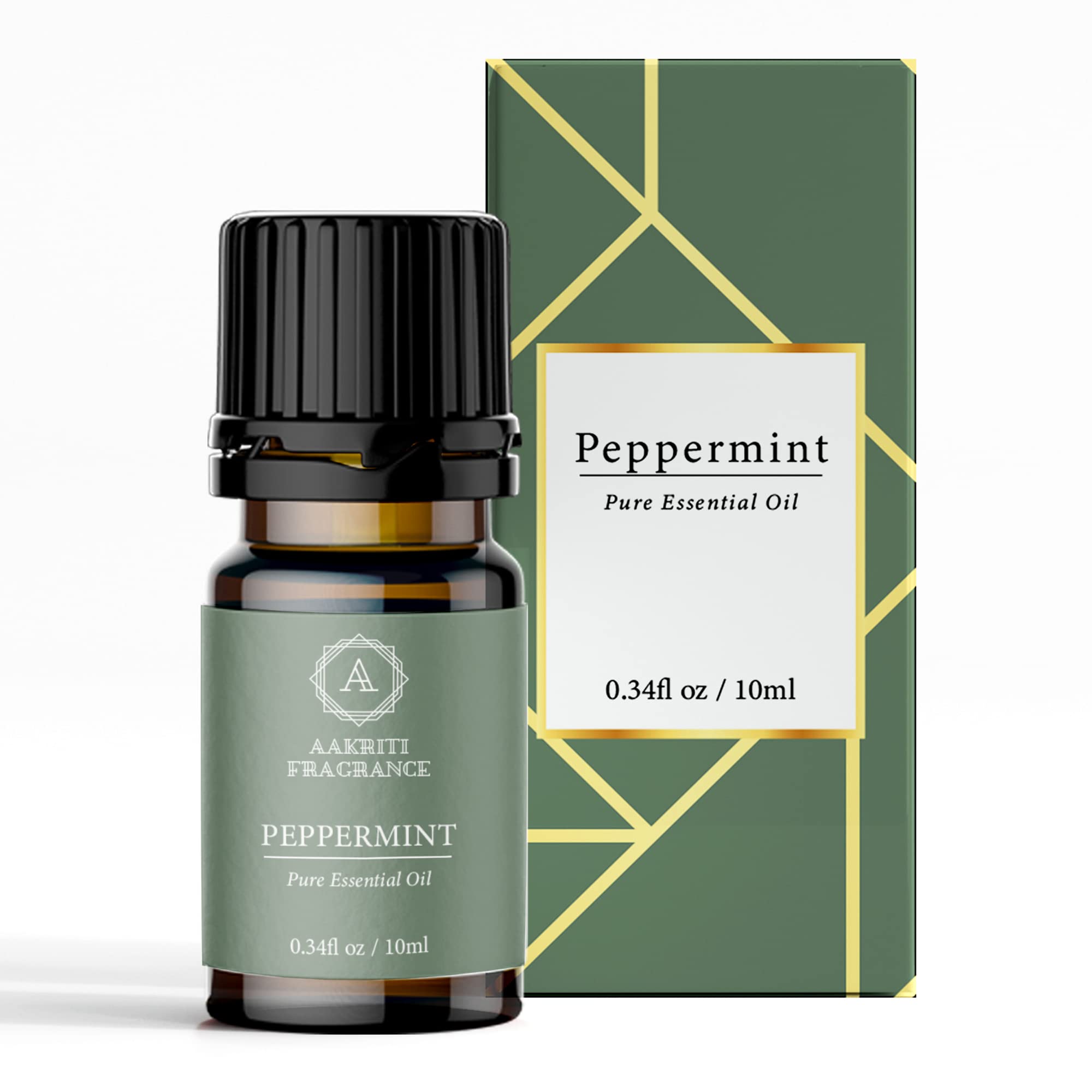 AAKRITI Premium Essential Oil (GMP Certified), 100% Natural & Pure, 10 ml/ 0.34 Fluid Ounce Each, Perfect for Spa, Aromatherapy, Diffusion, Oil Burner (Peppermint)
