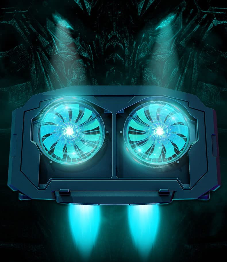 Base refrigeradora para laptop de 12" a 17,3", con 2 ventiladores y luces azules, diseño ergonómico ajustable en altura y ángulo (5 posiciones), estructura de hierro, antideslizante miniatura 4