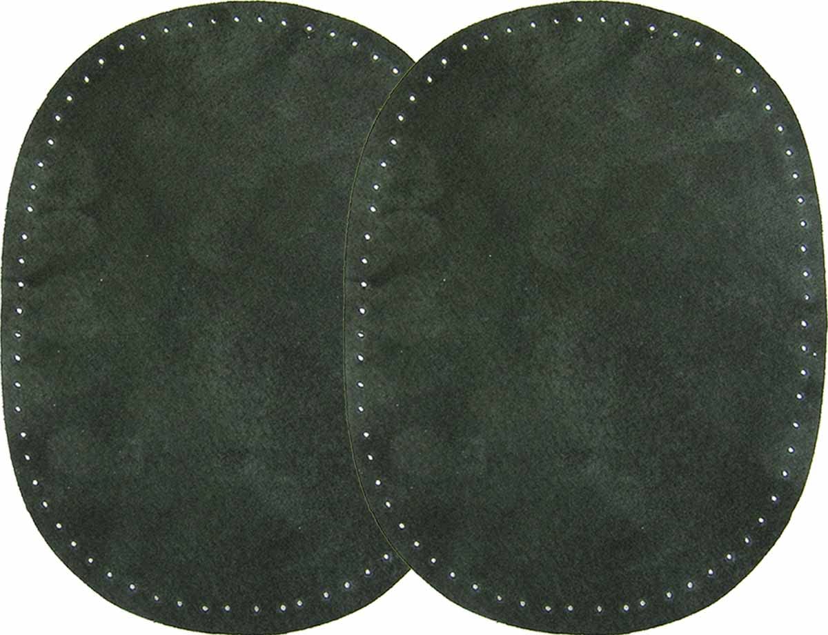 2 Sew-on Dark Green Suede Elbow Patches Size 4 1/2 in x 5 3/4 in (BDA)