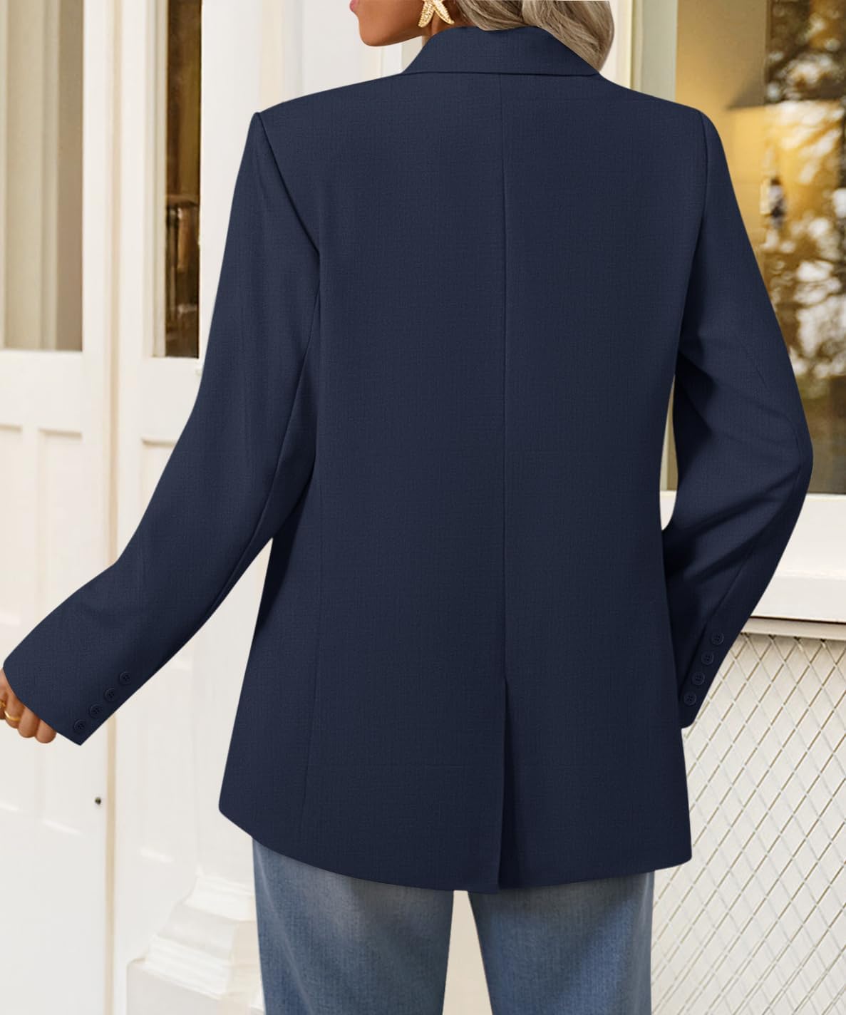 ZESICA Women's Fall Business Casual Blazers 2026 Long Sleeve Lapel Open Front Button Work Blazer Jackets with Pockets - Image 3