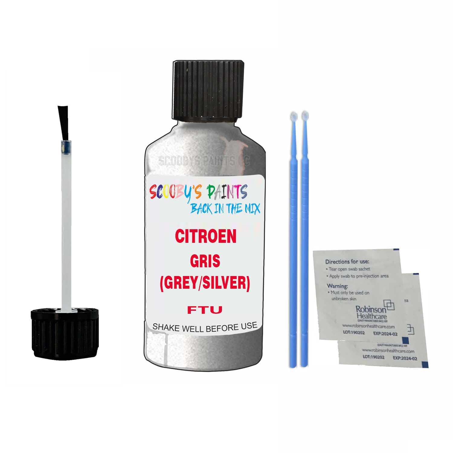 Scoobys Paints Back In The Mix Gris (Grey/Silver) Touch Up Paint For Citroen Xsara Ftu 1988-2007 30Ml Bottle Brush Scratch Stone Chip Repair Pen
