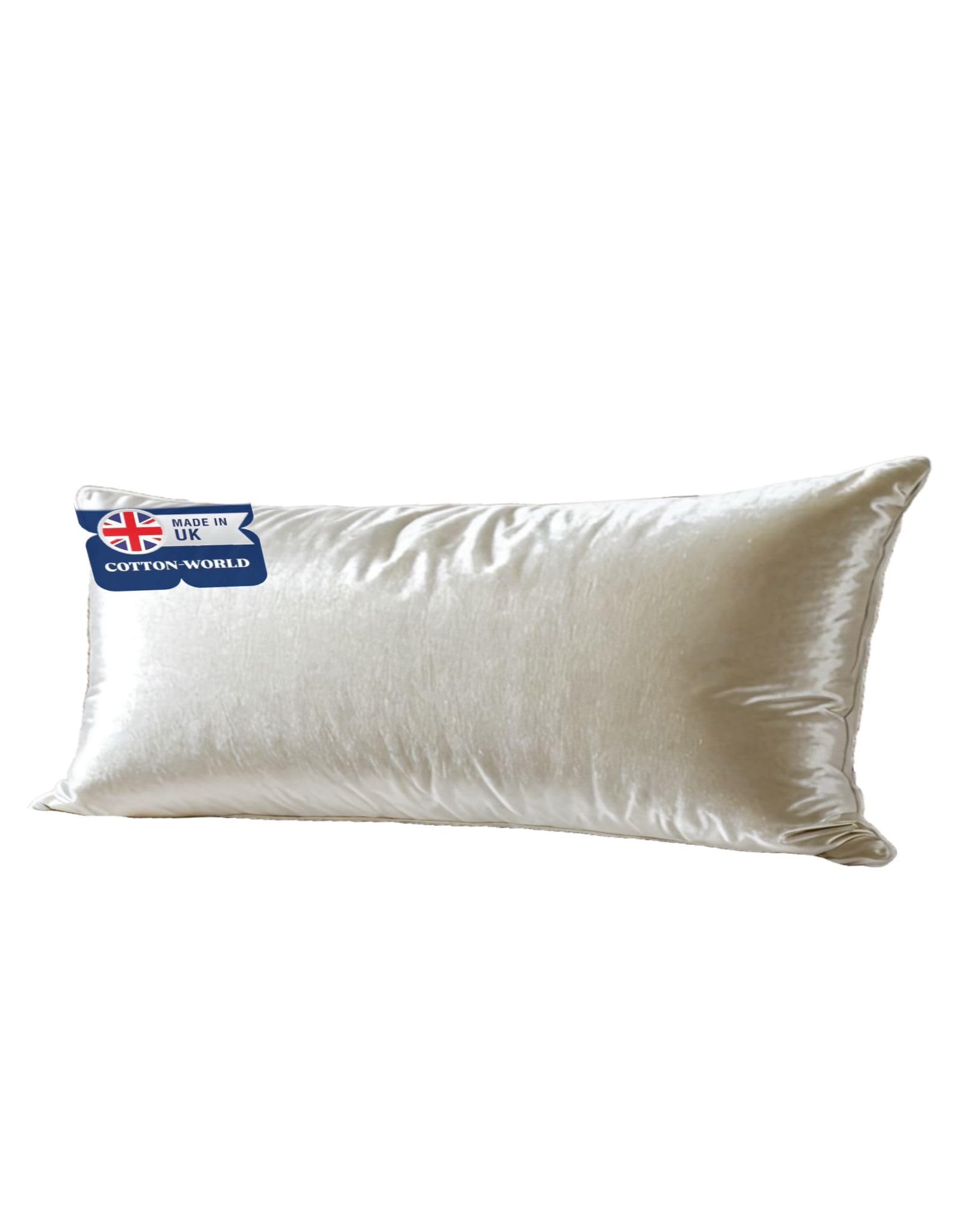 Bolster Pillow, Crushed Velvet Full Body Pillow, Hollowfibre Filled Orthopaedic Support Pregnencey Pillow, White Neck Support & Maternity Side Sleepers Pillows Cushion (Off White, 6FT SUPER KING)