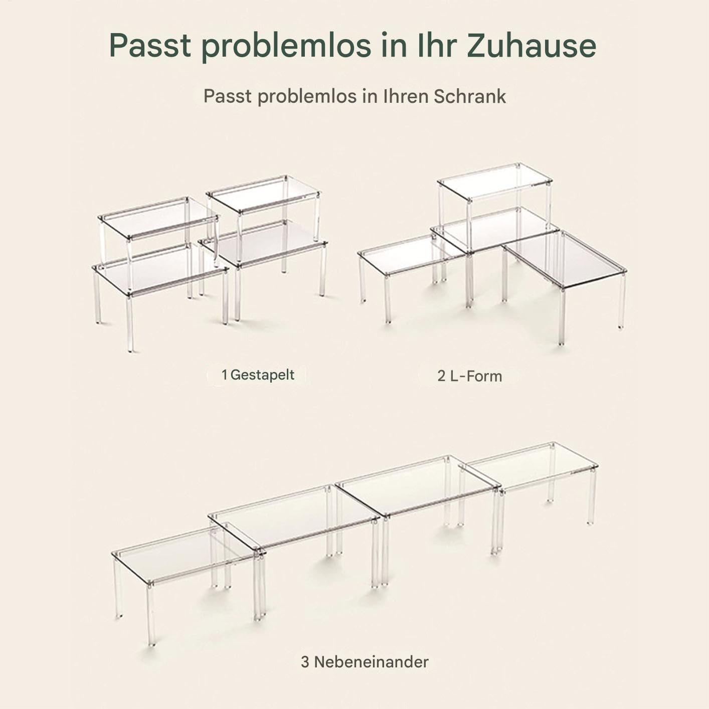 Acrylschrank Nizer Rack – stapelbare Küche & Badezimmer Display Aufbewahrung für Make-up, Sammlerstücke und Backutensilien – vielseitige transparente Acrylregale