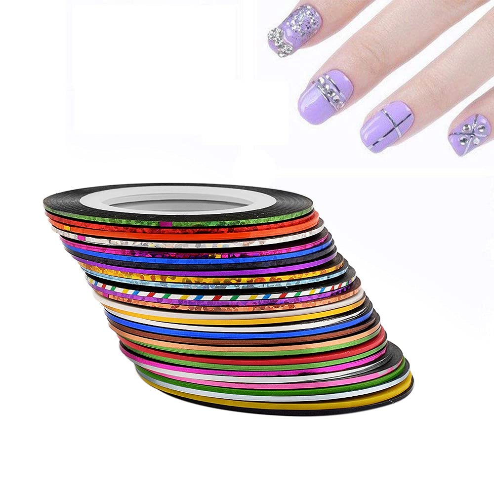 Tiny Deal Rolls Striping Tape Line Nail Art Tips Decoration Sticker 30 pieces in 1 set (Mixed Colors)-image-28