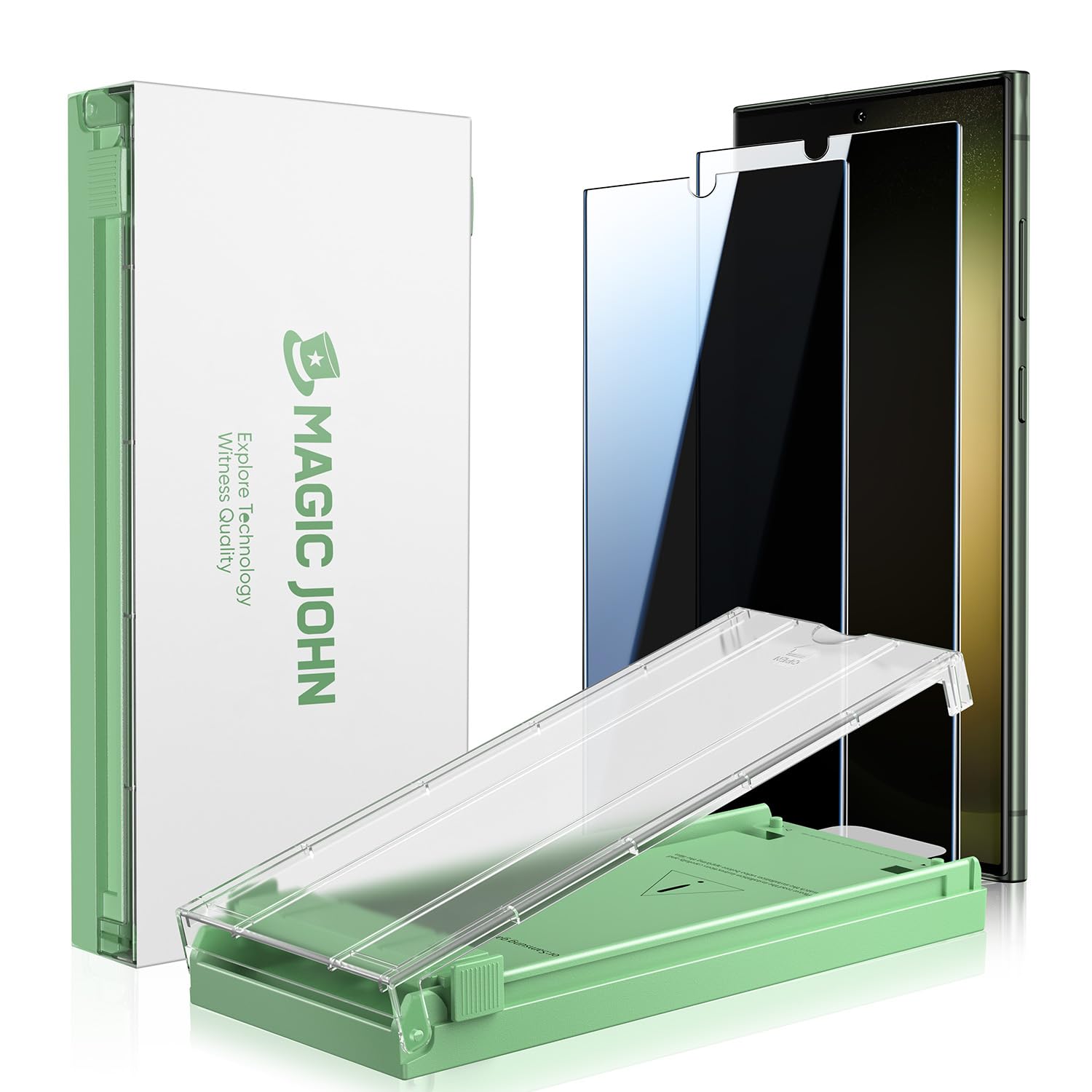 MAGIC JOHN 2 Stück für Samsung Galaxy S23 Ultra Flexibler PET Sichtschutzfolie (6,8 Zoll), 28-Grad-schutzwinkel-Einfaches, Auto-Dust-Eliminierung, 7H Härte, Bläschenfrei, Einfache Installation