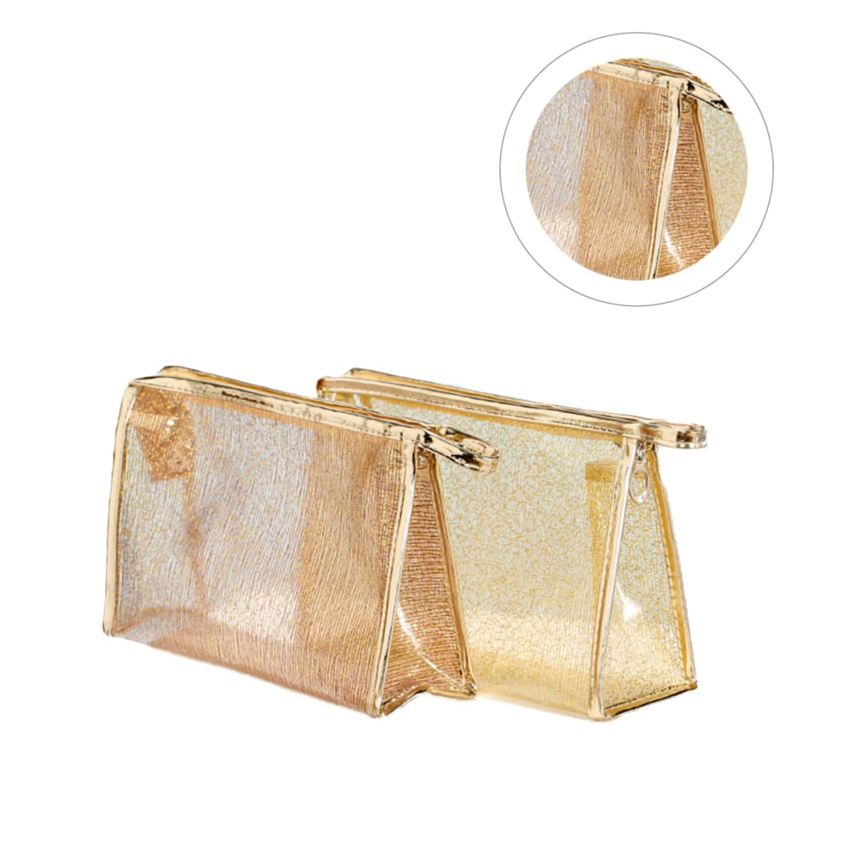Borsa Makeup Trasparente Tpu Zip, Set da 3 Pezzi per Donna | Organizzazione per Cosmetici e Toilette, Formato Portatile, Uso Camping e Casa