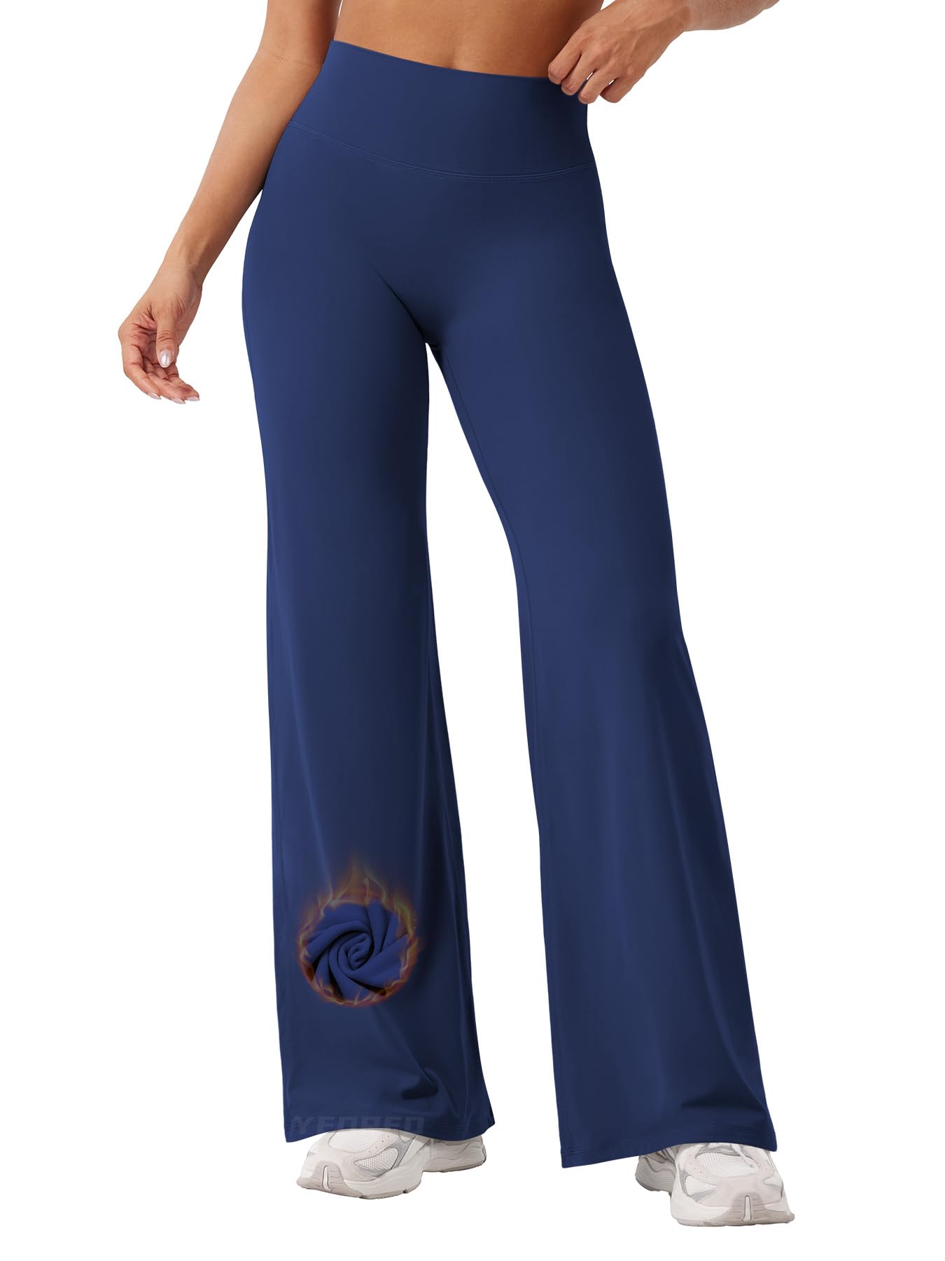 YEOREO Workout Leggings Womens No Front Seam Straight Leggings 29"/ 31.5"/ 33"/ 35" High Waist Buttery Eddiy Gym Yoga Pants: 30.5" Thin Fleece Small Navy Blue