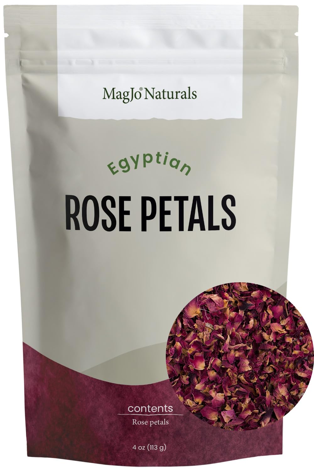 MagJo Naturals Red Rose Petals, Dried, Culinary Grade A, Harvested from Faiyum Oasis in Egypt (4 oz)