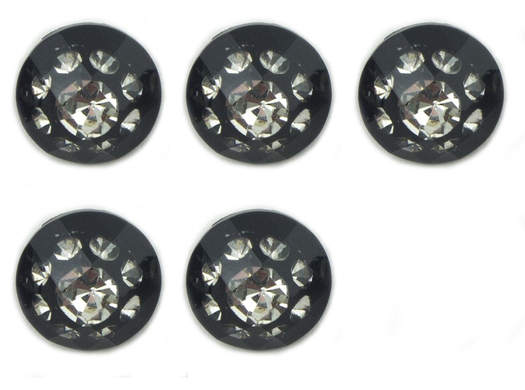 HAND® No.187 Small Black/White Fashion Crystal Buttons 12 mm Diameter - Pack of 5