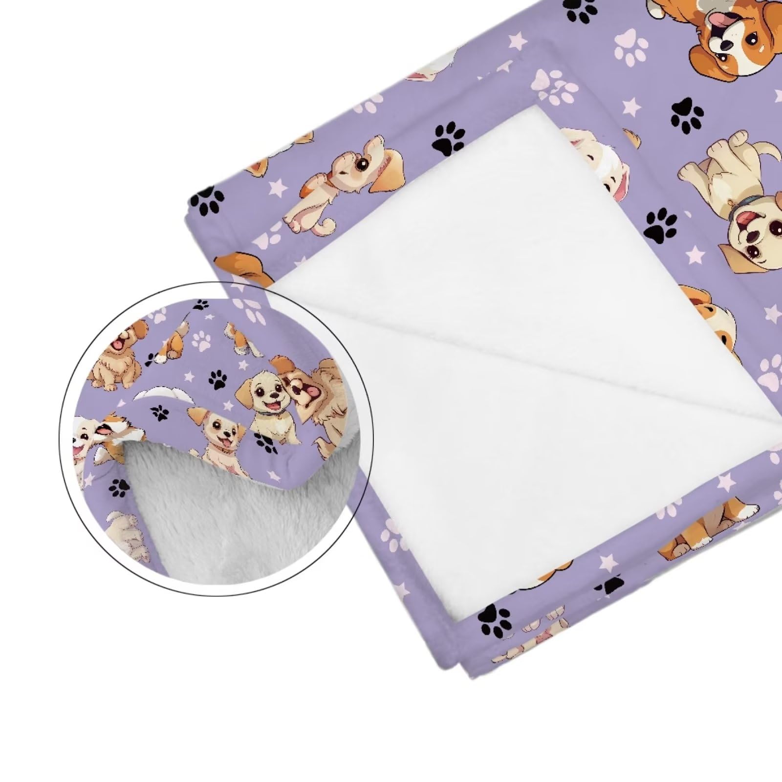 chaqlin Manta de franela para mascotas, mullida, con estampado de patas, súper cálida y suave, para funda de cama, tapete de sueño mullido para perros y gatos, mantas moradas para cachorros para niños