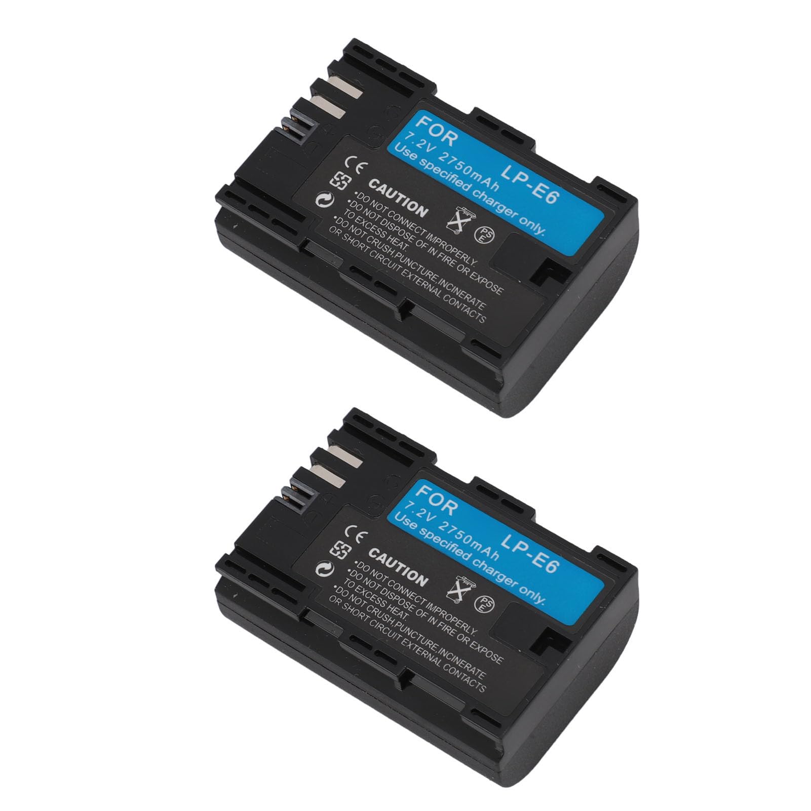 Batteria per fotocamera 2 pacchi 2750mAh 7,2V Sostituzione ad alta capacità per LP E6 LP E6N compatibile con fotocamere R5 R6 90D 60D 70D 80D 5D II III IV 5Ds 6D 6D II 7D 7