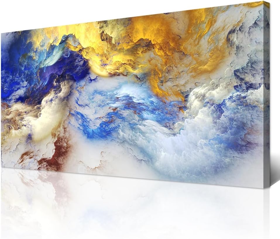 Wapluam Abstract Wall Art For Living Room Office Wall Pictures Artworks Modern Minimalism Home Decorations Bedroom Wall Decor Posters Blue Abstract Watercolor Paintings Canvas Decoration