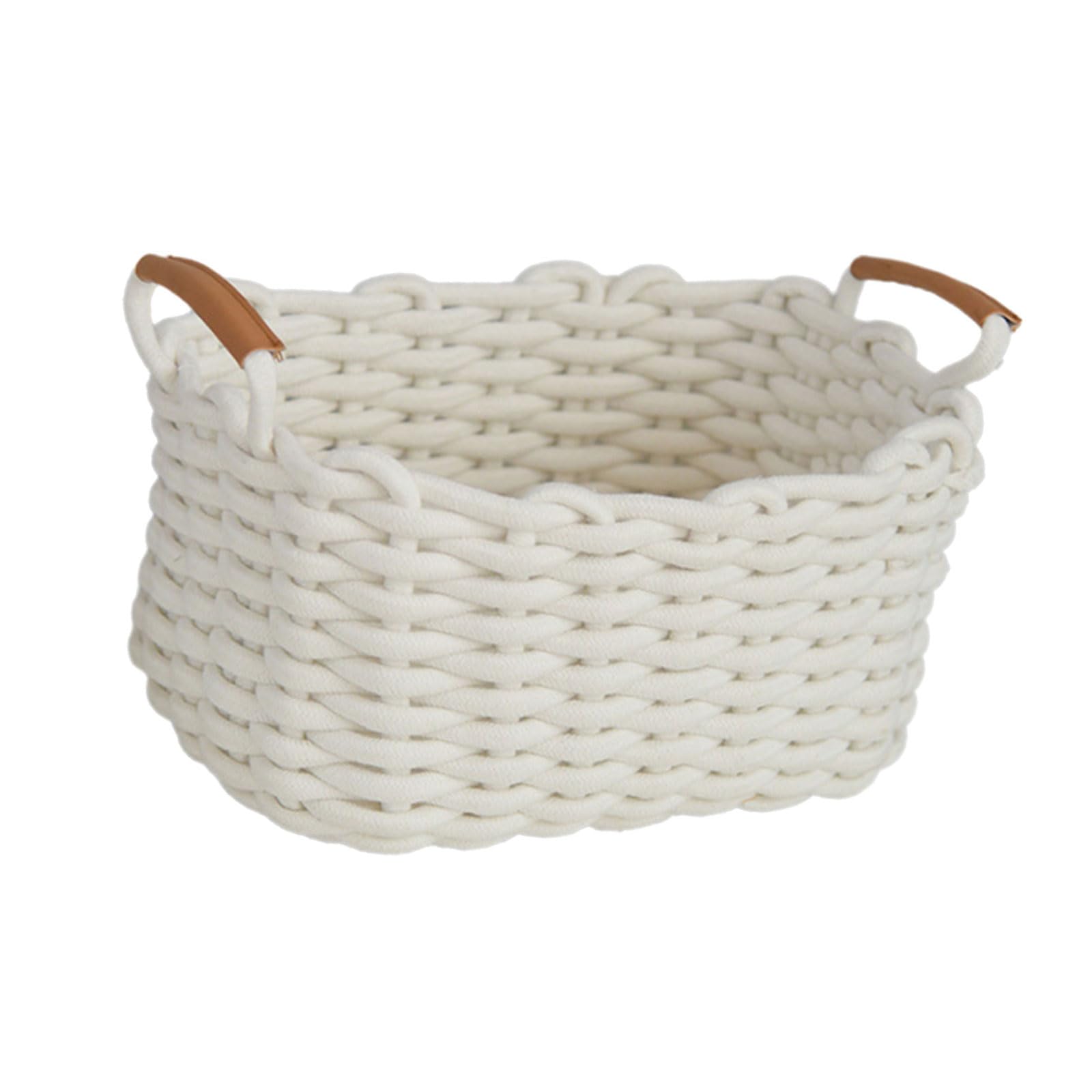Handwoven Basket Woven Cotton Rope Storage Bin For Office Supplies And Home Essential Multipurpose Desktop Organiser Decorative Storage Baskets
