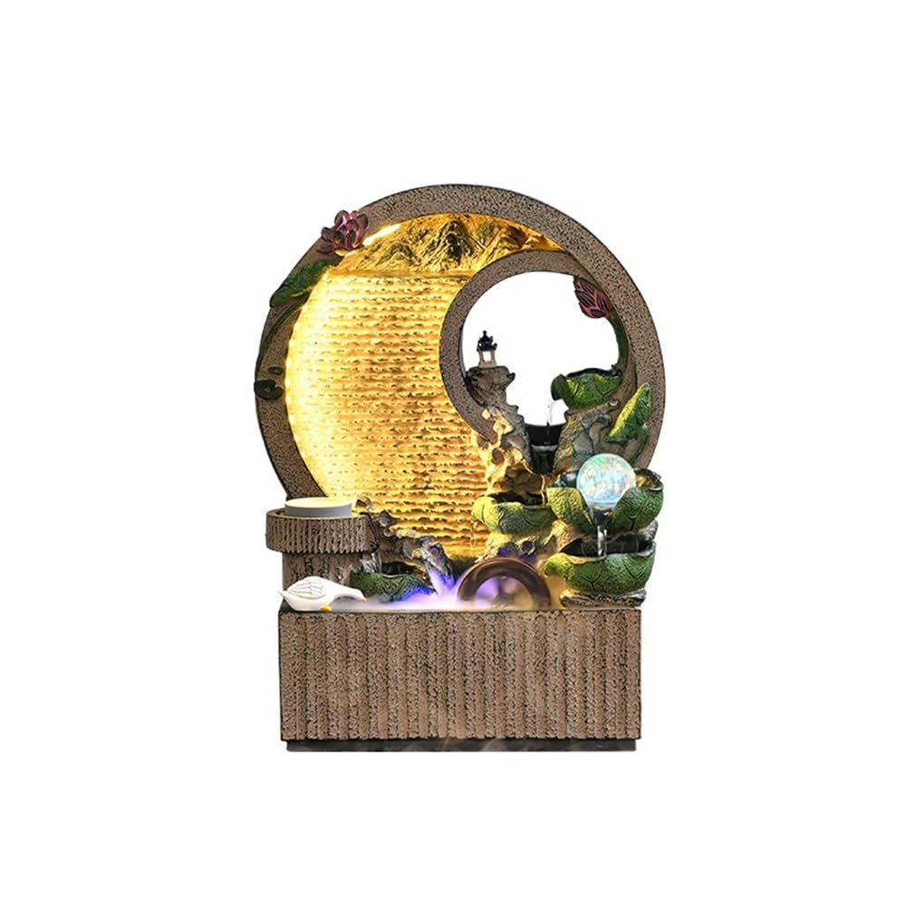 Fuente de Escritorio Interior con Cascada en Forma de Hoja de Loto y Nebulizador