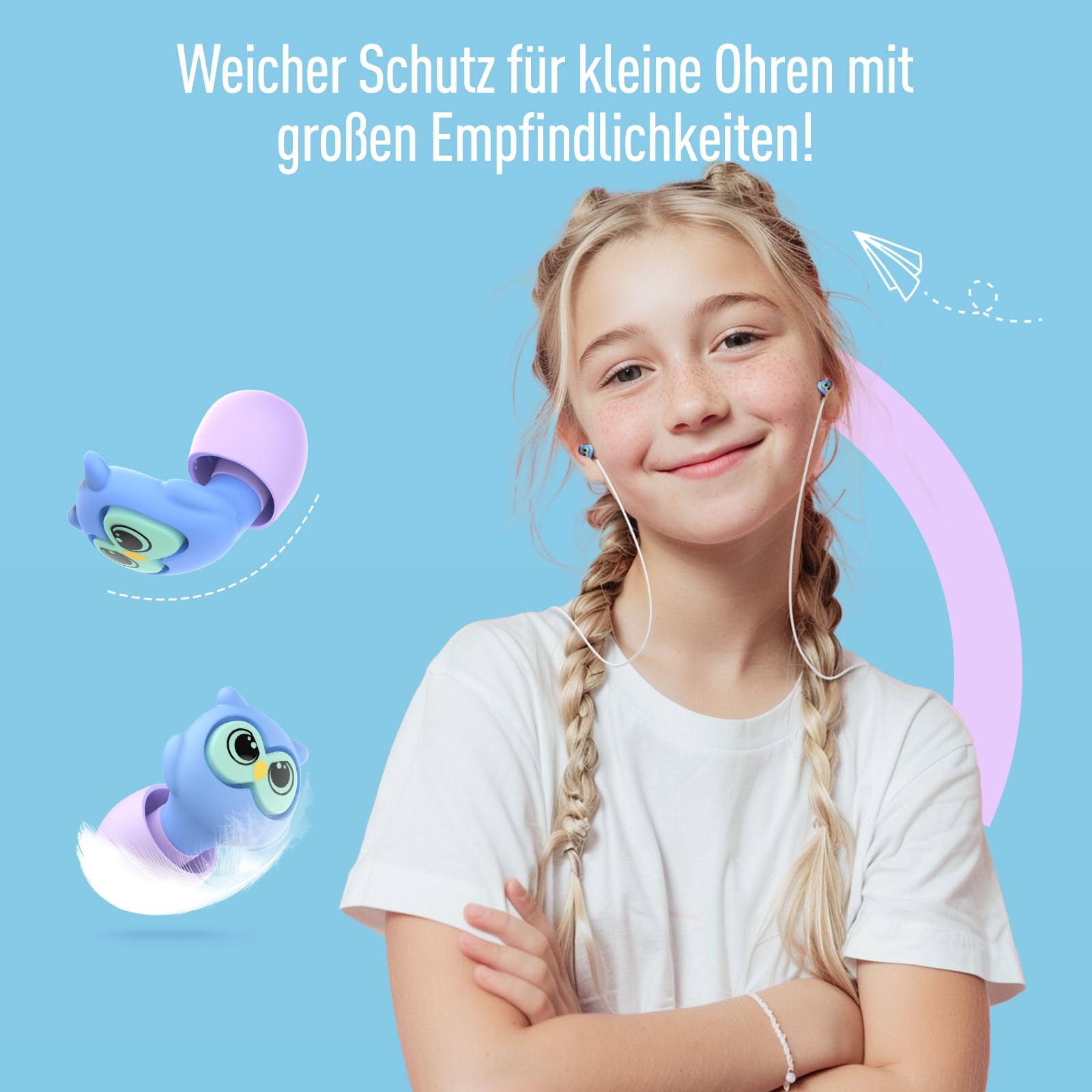 Hearprotek 28dB gehörschutz ohrstöpsel kinder 6-12 Jahre, gehörschutzstöpsel lärmschutz ohrenschutz kinder für Schule konzentration,konzert,flugzeug,schwimmen,schlafen,adhs hilfsmittel,Reisen