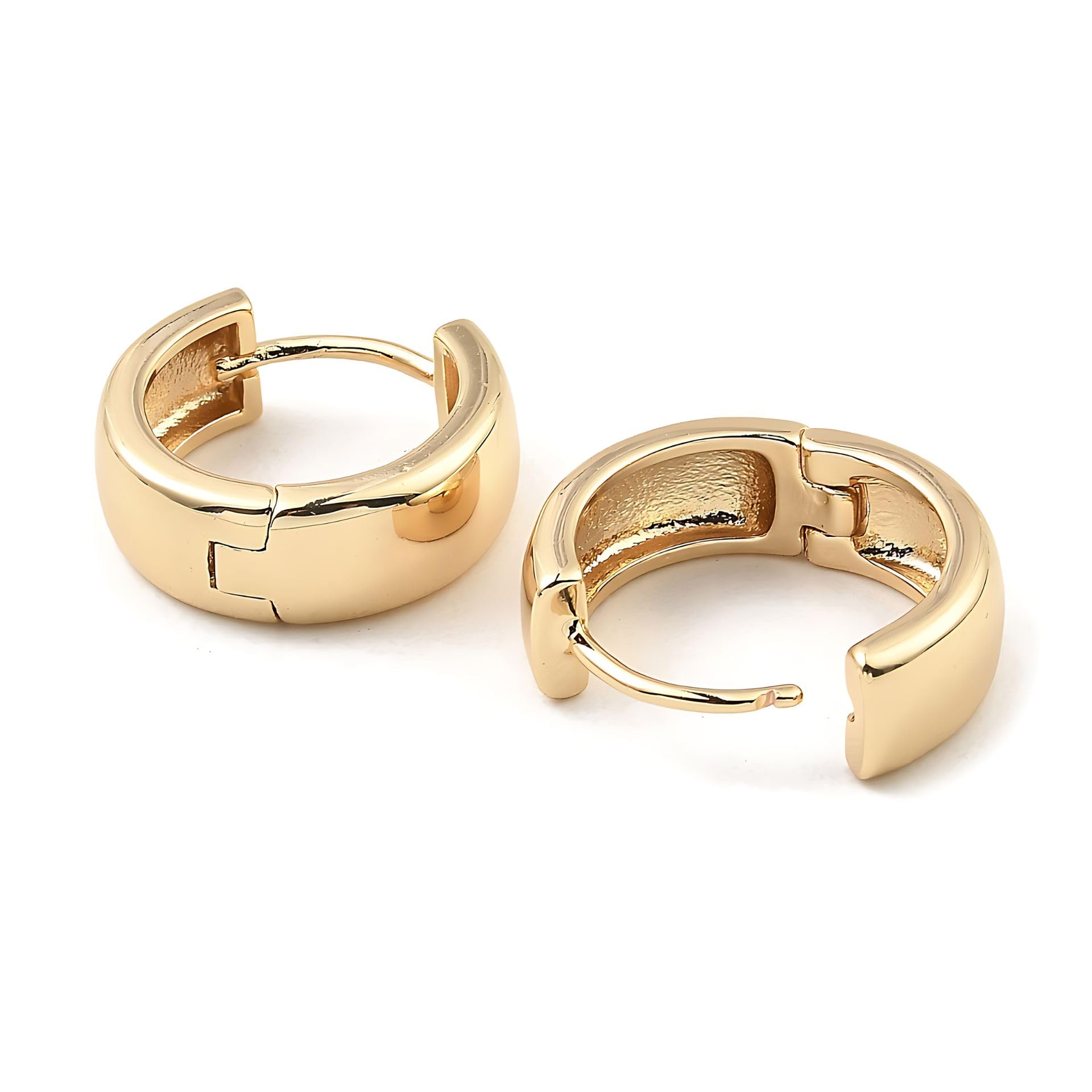 Via Mazzini Gold Plated Luxura 15mm Hoop Earrings For Men And