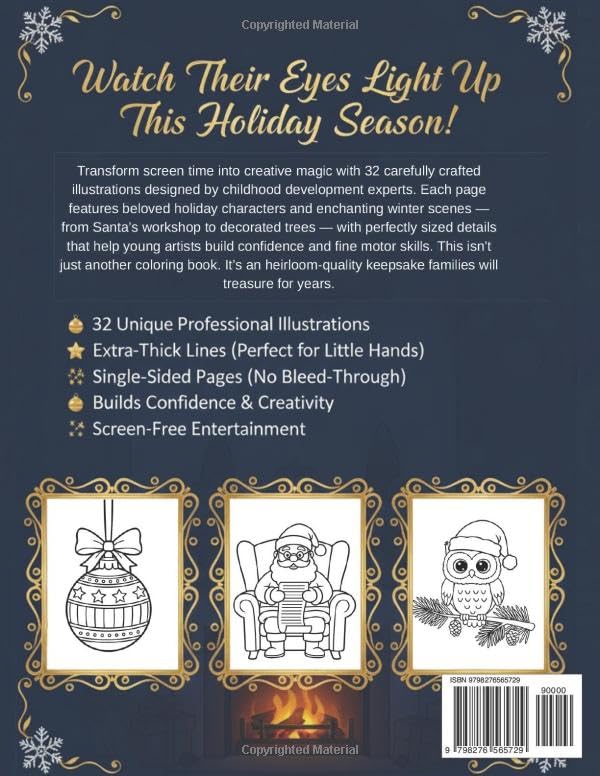 The Ultimate Christmas Coloring Book for Kids Ages 4-8: Perfect Holiday Gift: 32 Premium Magical Holiday Pages with Santa, Reindeer & Festive Scenes | Best Xmas Activity Book for Toddlers, Preschool & Early Learning image 3