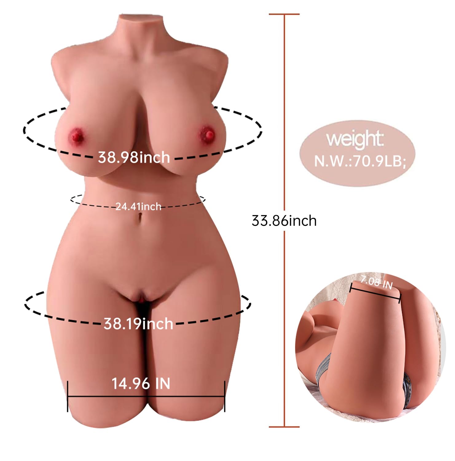 Amazon.com: MoiDol 70.9 lb Life-Sized Sex Doll Male Masturbator Female  Torso Body Doll with Realistic Big Boobs Pussy Ass Butt, Adult Toys Love  Doll with Vaginal Anal Breasts Sex Male Sex Toys