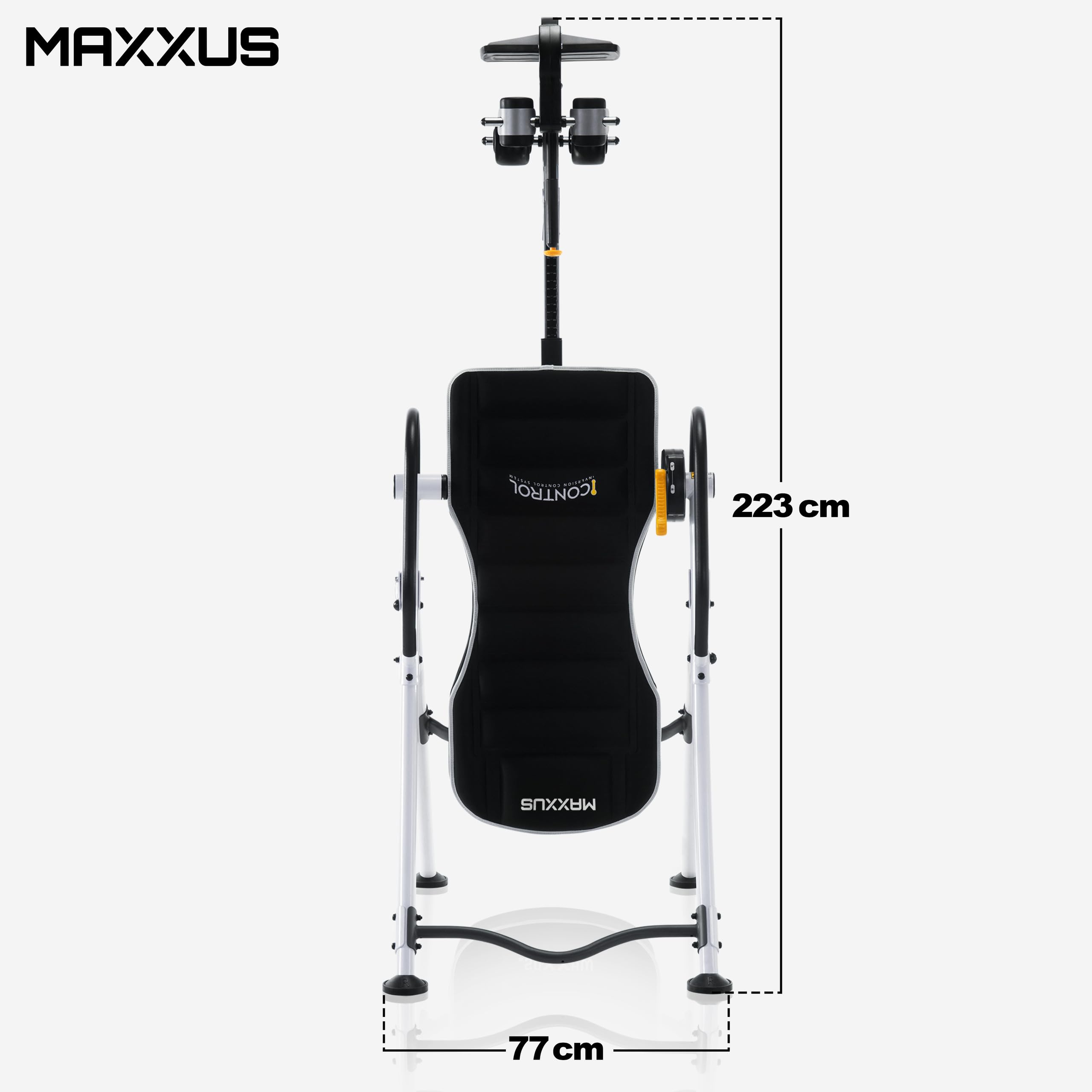 MAXXUS Panca a Inversione Gravity Pro 2 - Gravitazionale, Pieghevole, Altezza e Inclinazione Regolabili, Imbottito, Max 160 kg, fino a 206 cm - Tavolo Inversione, Schiena, Panca Inversa