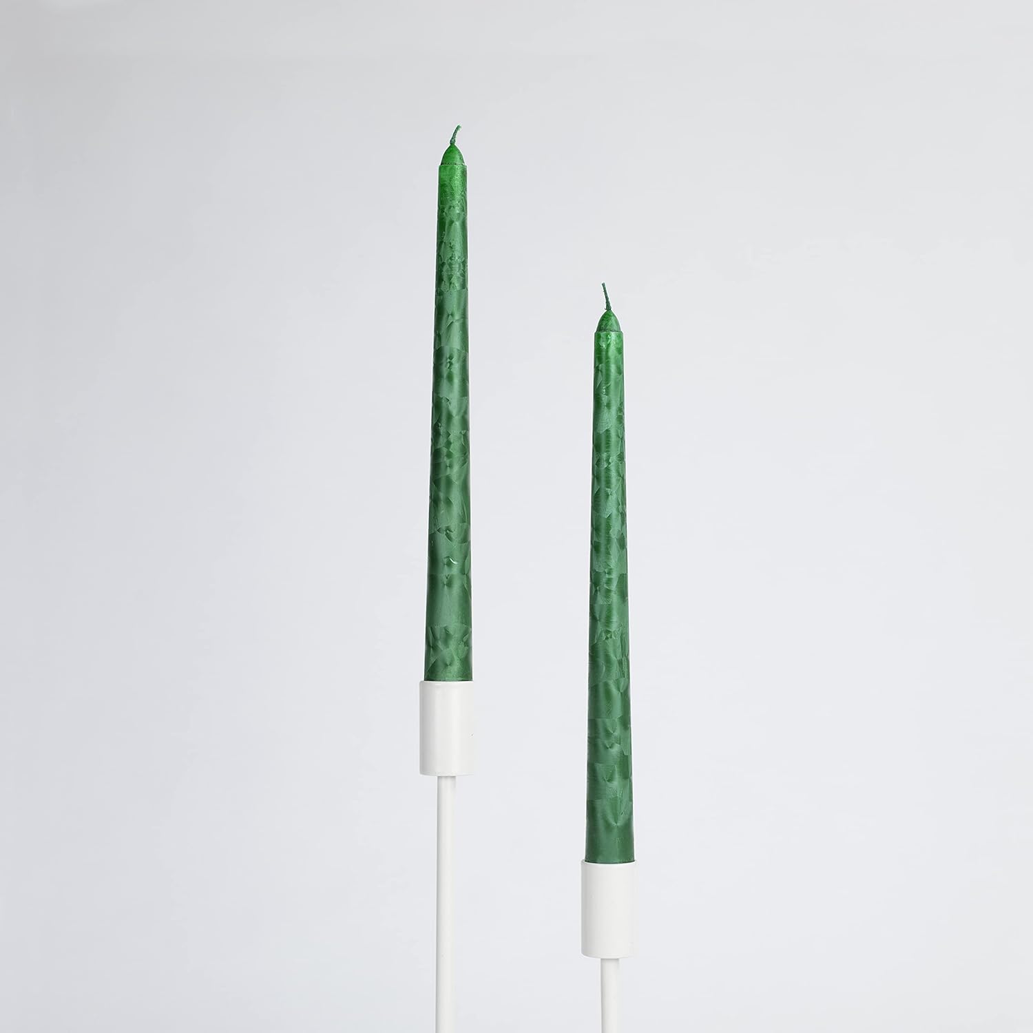 CANDWAX 10 inch Unscented Candles Set of 12 - Dripless Taper Candles Colored As Frost - Long Tapered Candles Ideal As Dinner Candles, Candle Décor and Wedding Candle - Green Candlesticks : Home & Kitchen