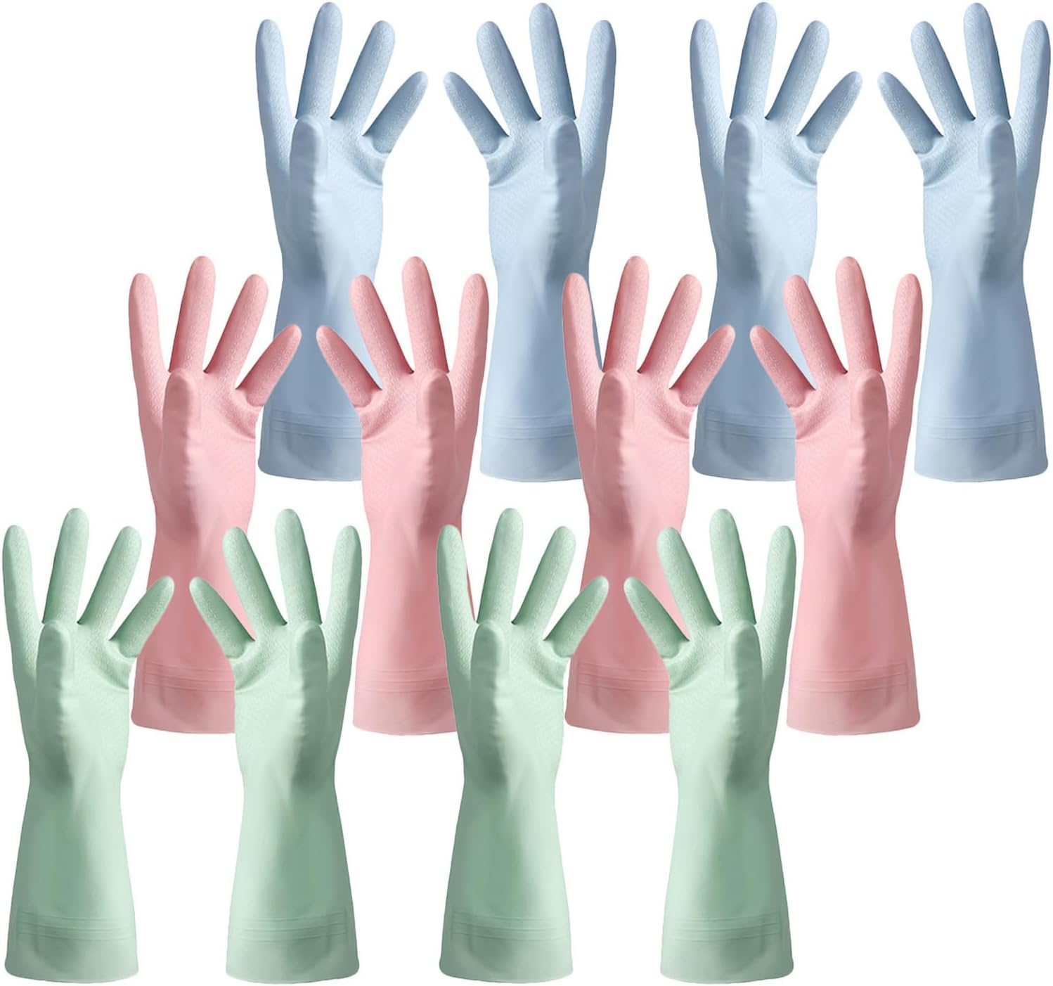6 Pairs Waterproof Pvc Dishwashing Gloves for Kitchen and Cleaning, Sturdy Hand Protection Gloves for Washing Dishes and Household Cleaning Tasks