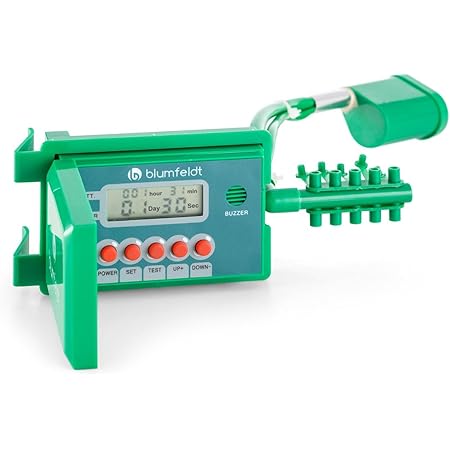 blumfeldt Aquanova - Bewässerungssystem, Bewässerungsanlage, Bewässerungsset, automatische Bewässerung, selbstansaugende Wasserpumpe, bis zu 10 Topfpflanzen, Vinylschlauch, LCD-Display, grün