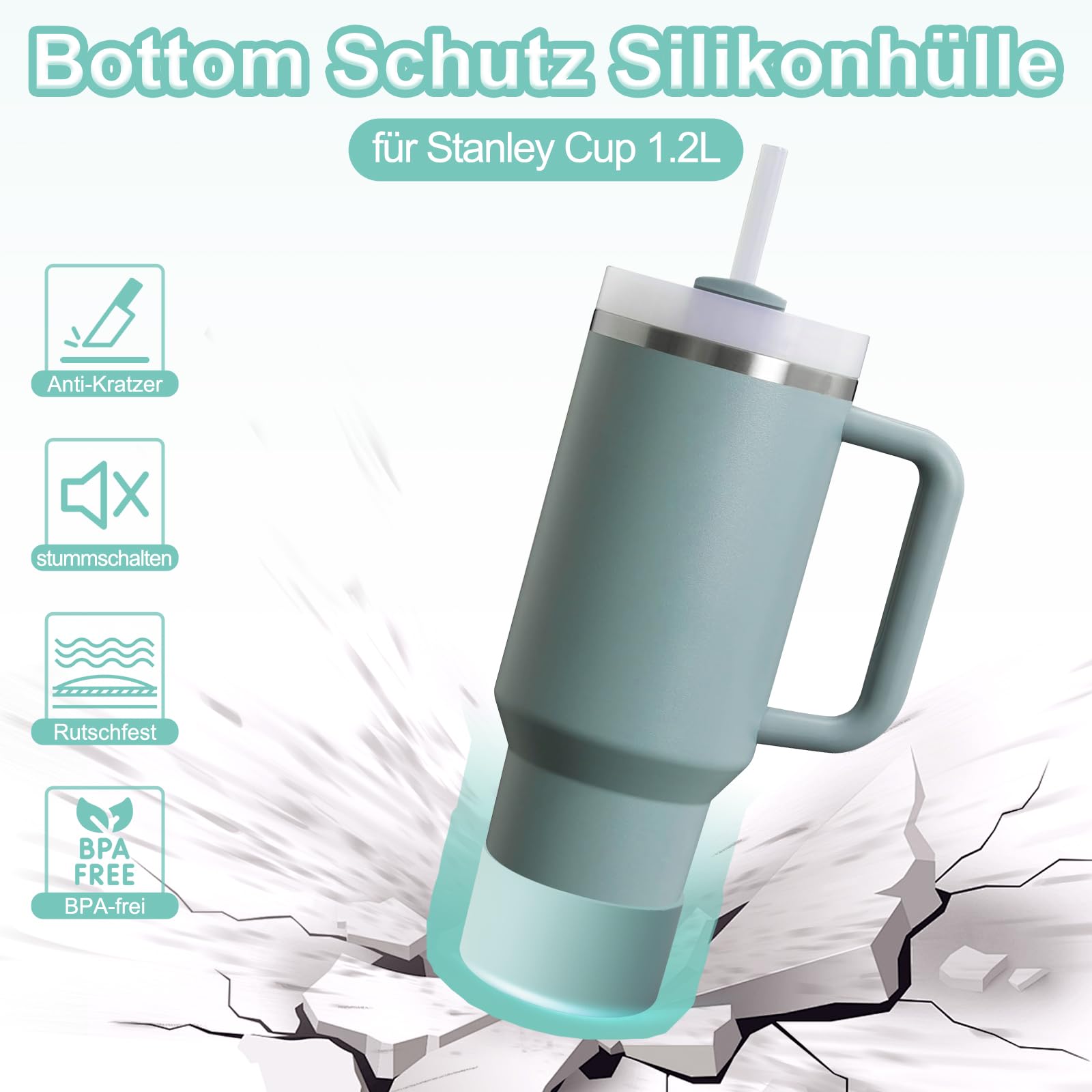 JiangLin 9-teiliges Zubehör-Set Für Stanley Cup – 6 Auslaufstopfen, 2 Strohhalm-Abdeckungen, 1 Bodenschutzhülle, Silikon, Für 1,2L Quencher JiangLin 9-teiliges Zubehör-Set Für Stanley Cup – 6 Auslaufstopfen, 2 Strohhalm-Abdeckungen, 1 Bodenschutzhülle, Silikon, Für 1,2L Quencher