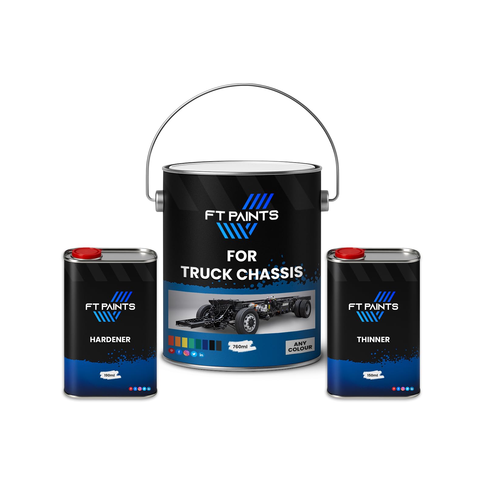 FabioT. FT Paints 1.10 L Kit Chassis Paint with Satin Gloss Finish for Truck Chassis- RAL 7012-Basalt Grey