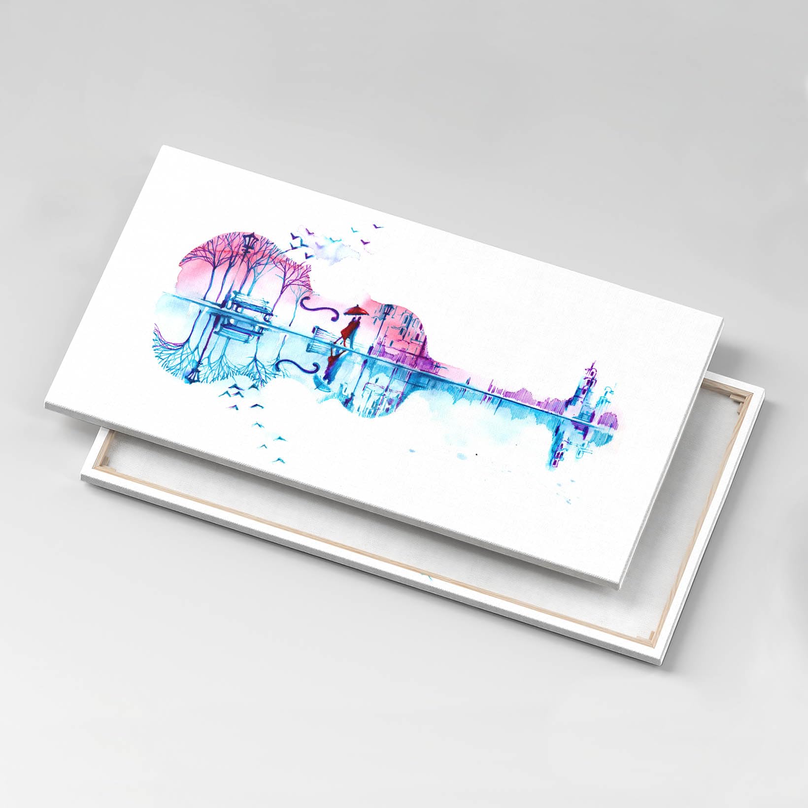 Wallfluent 140x70 cm Wohnzimmer Schlafzimmer auf Leinwand Wanddekoration Kunstdruck Wandbilder Heimdekoration Bilder Leinwand - Gemälde eines Cellos mit Park