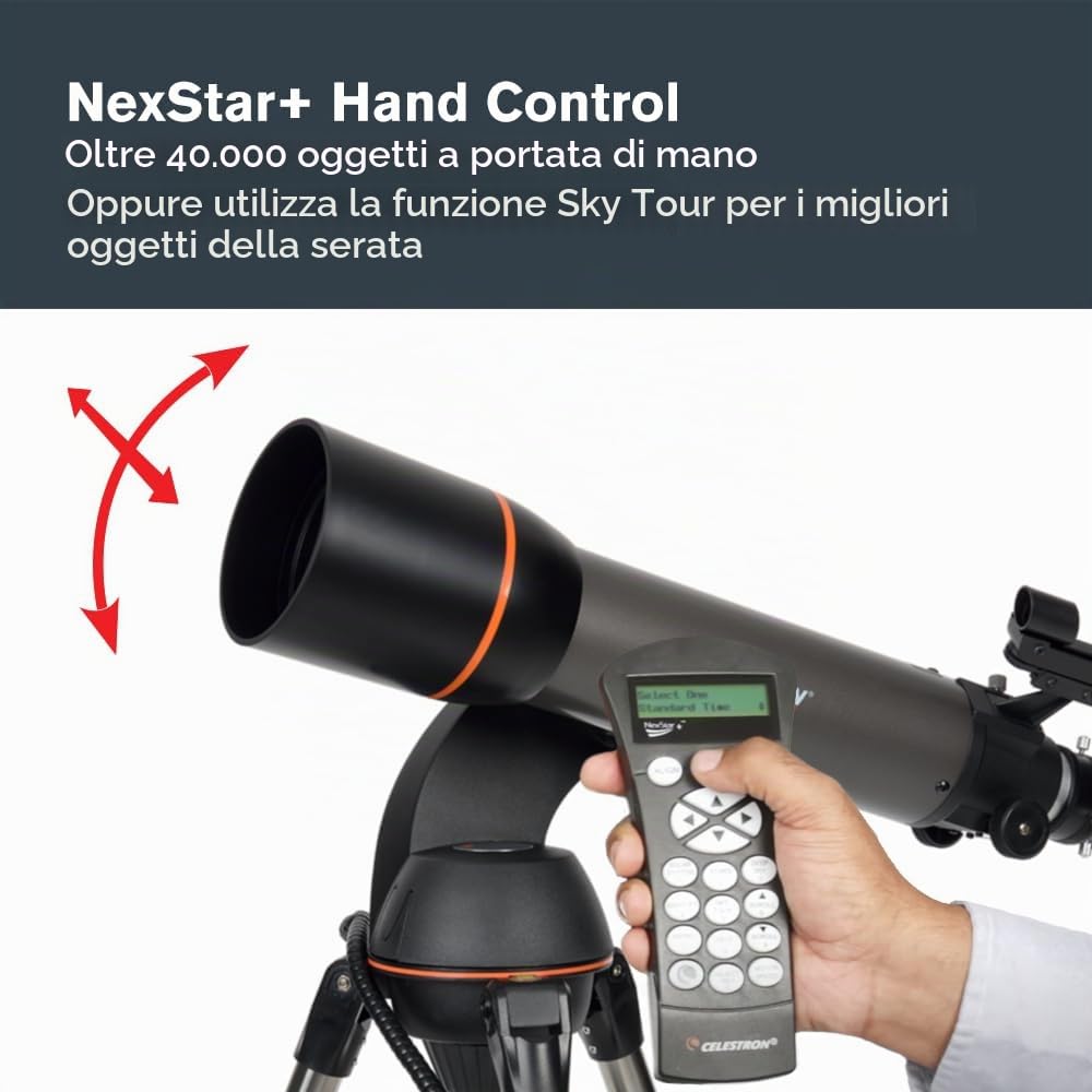 Celestron 22096 NexStar 102SLT Telescopio rifrattore computerizzato portatile treppiede regolabile, montatura altazimutale a forcella, accessori per visione e software 'Starry Night', grigio/nero