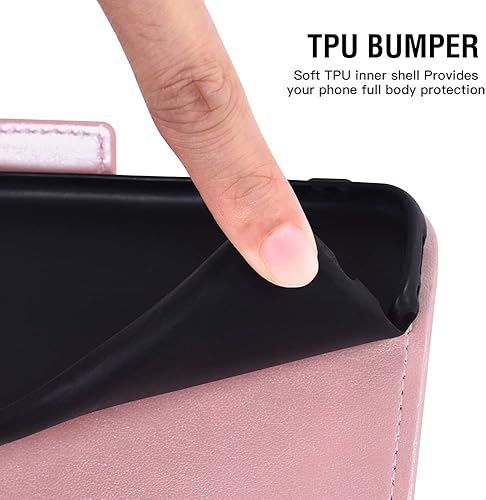 Miniatura 8 de Funda compatible con OnePlus 9 OnePlus9 5G y protector de pantalla de vidrio templado, funda abatible para tarjetas de crédito, fundas para teléfono