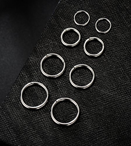 Tornito 8Pcs 16G Stainles Steel Clicker Ring Seamless Lip Nose Daith Cartilage Helix Tragus Hoop Ring #TOP3
