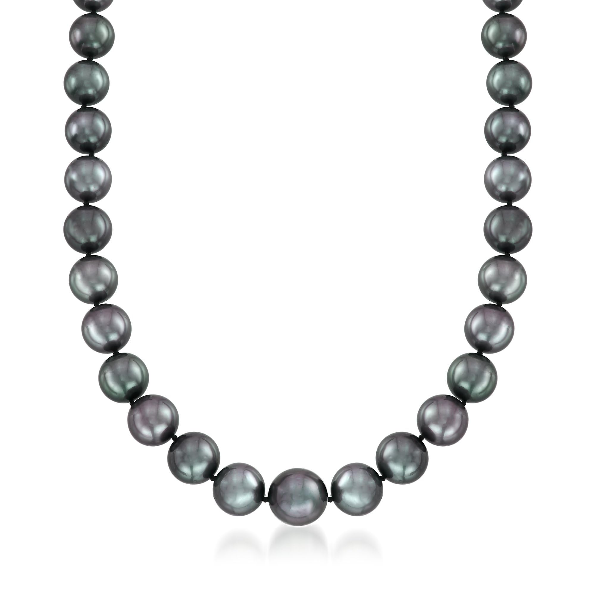 Ross-Simons 10-13mm Black Cultured Tahitian Pearl Necklace With 14kt White Gold