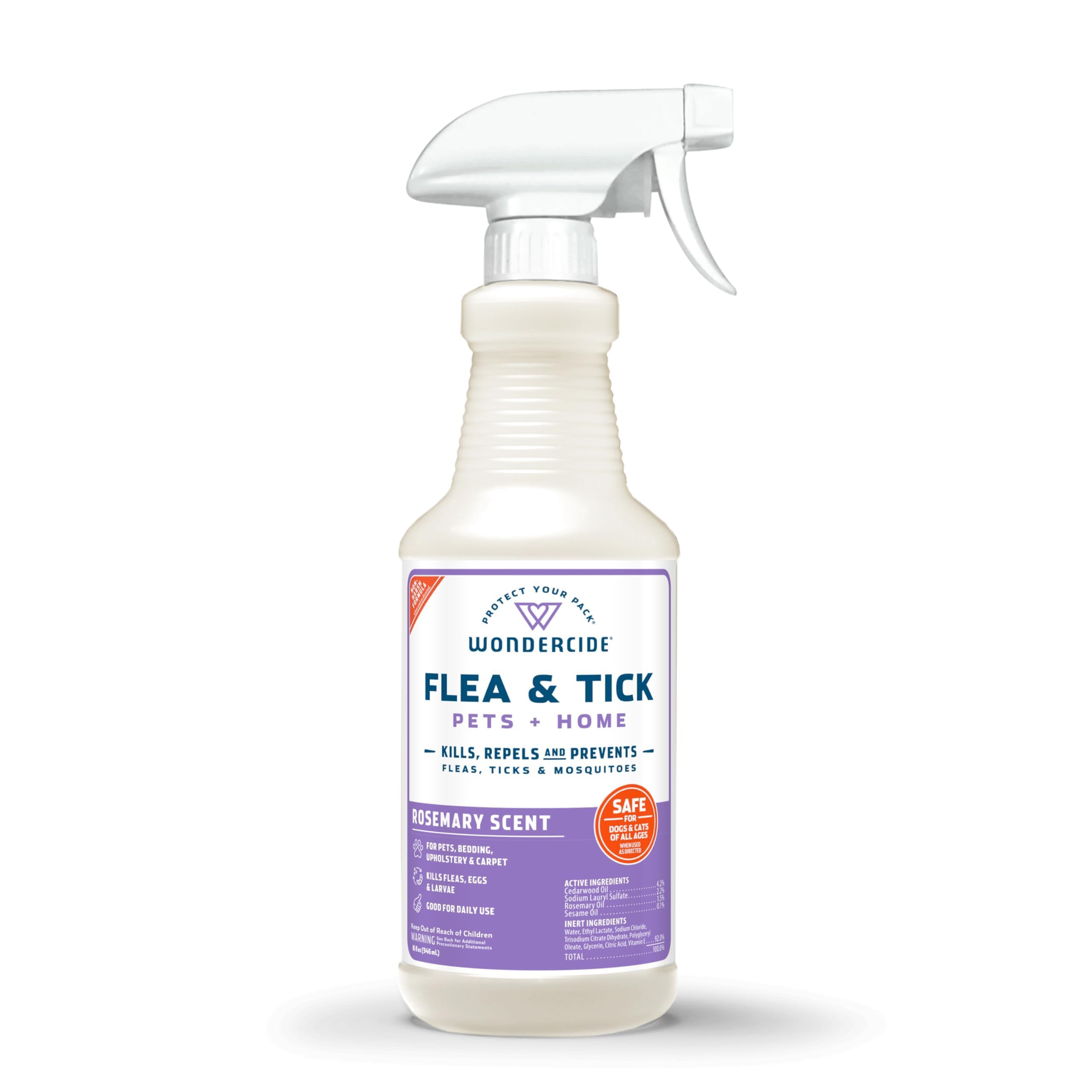 Wondercide Flea Tick &amp; Mosquito Spray for Pets &amp; Home - Rosemary 16 fl oz