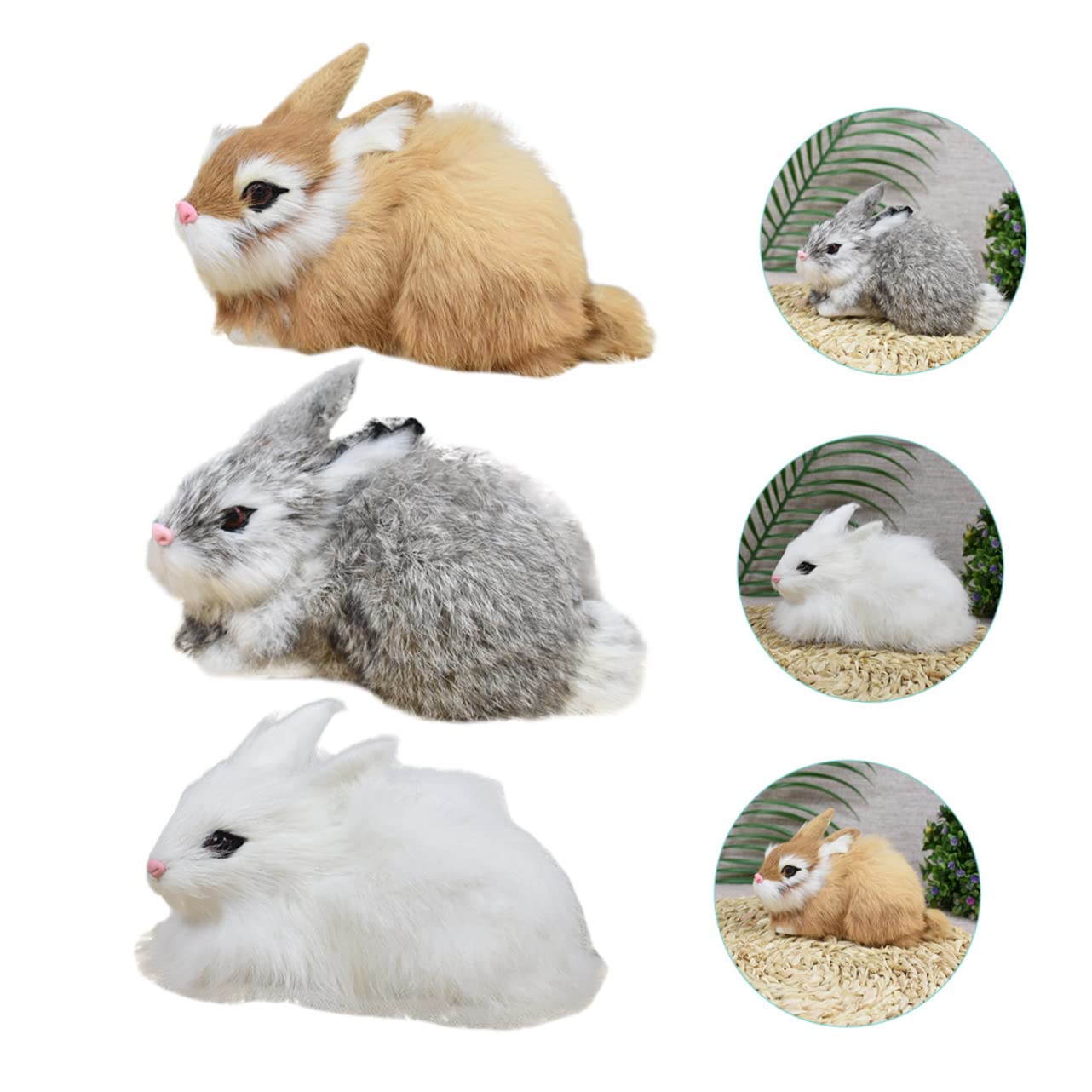 DECHOUS Bunny Decor Coniglio Realistico 3 Pezzi in Peluche per Auto