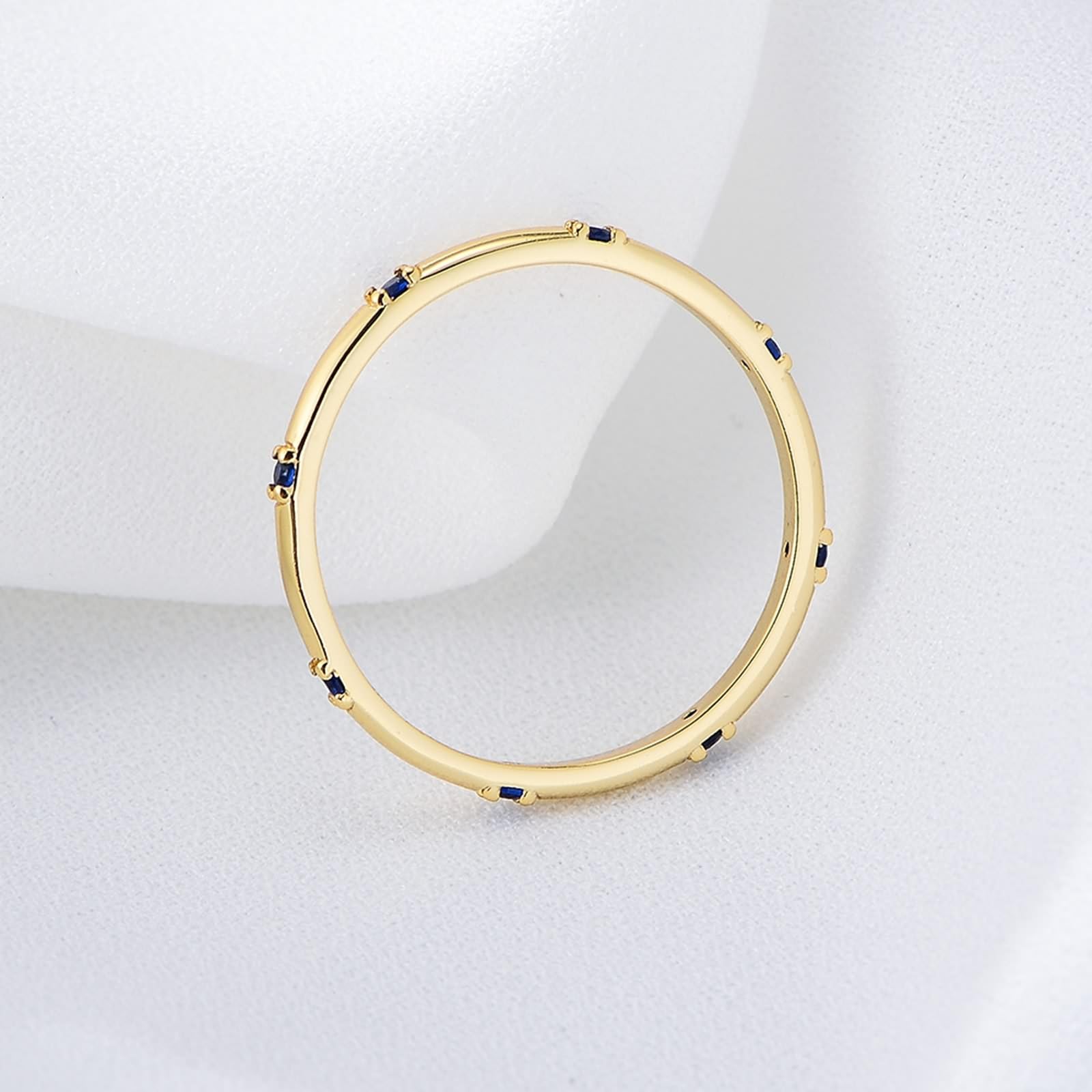 Anillo de la amistad, oro amarillo Au375 de 9 quilates, para parejas con zafiro azul, oro auténtico, joyas de oro de 9 quilates, talla 53 (16,9)