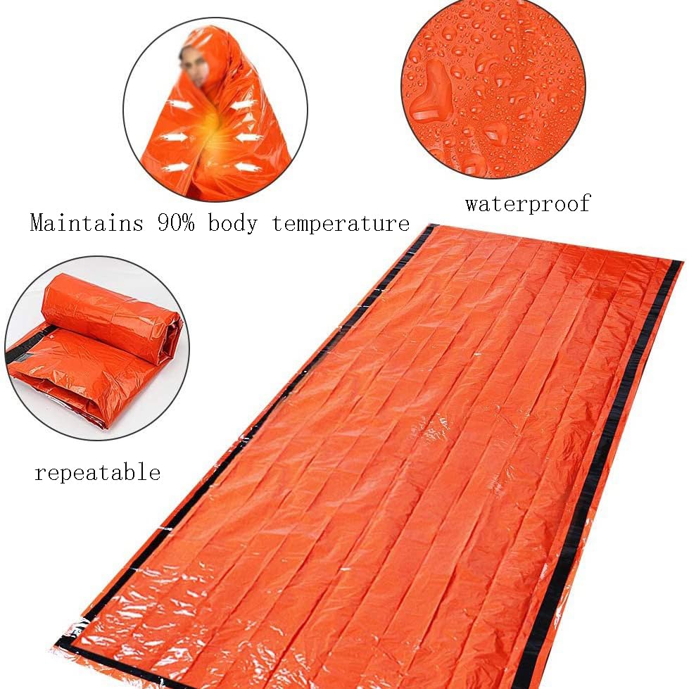2 Pack Emergency Sleeping Bag Survival Gear - Portable Waterproof Thermal Bivy Sacks Bivvy Bags 96