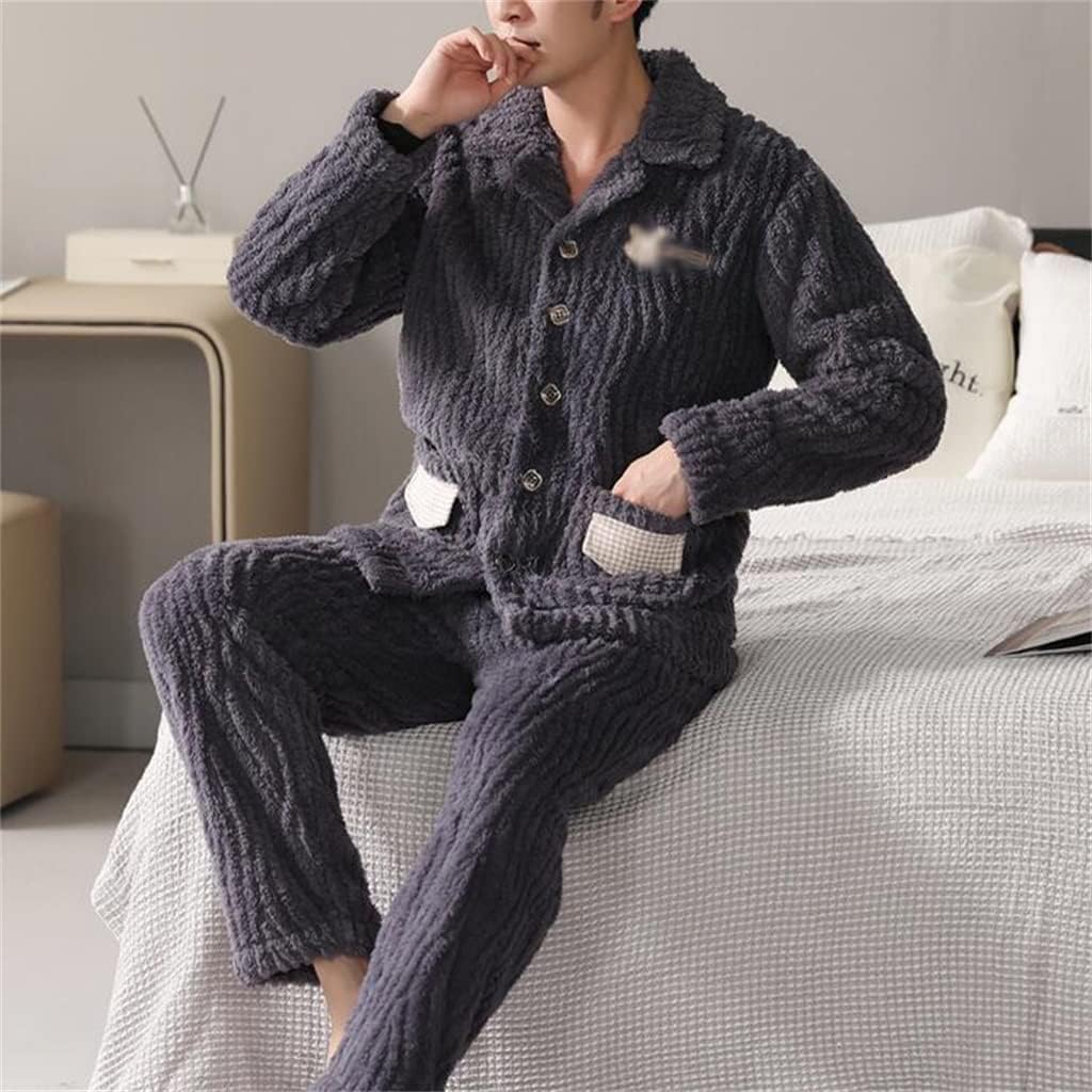 Coral Fleece Thickened Men's Pajamas Winter Loungewear Facecloth Autumn And Suit