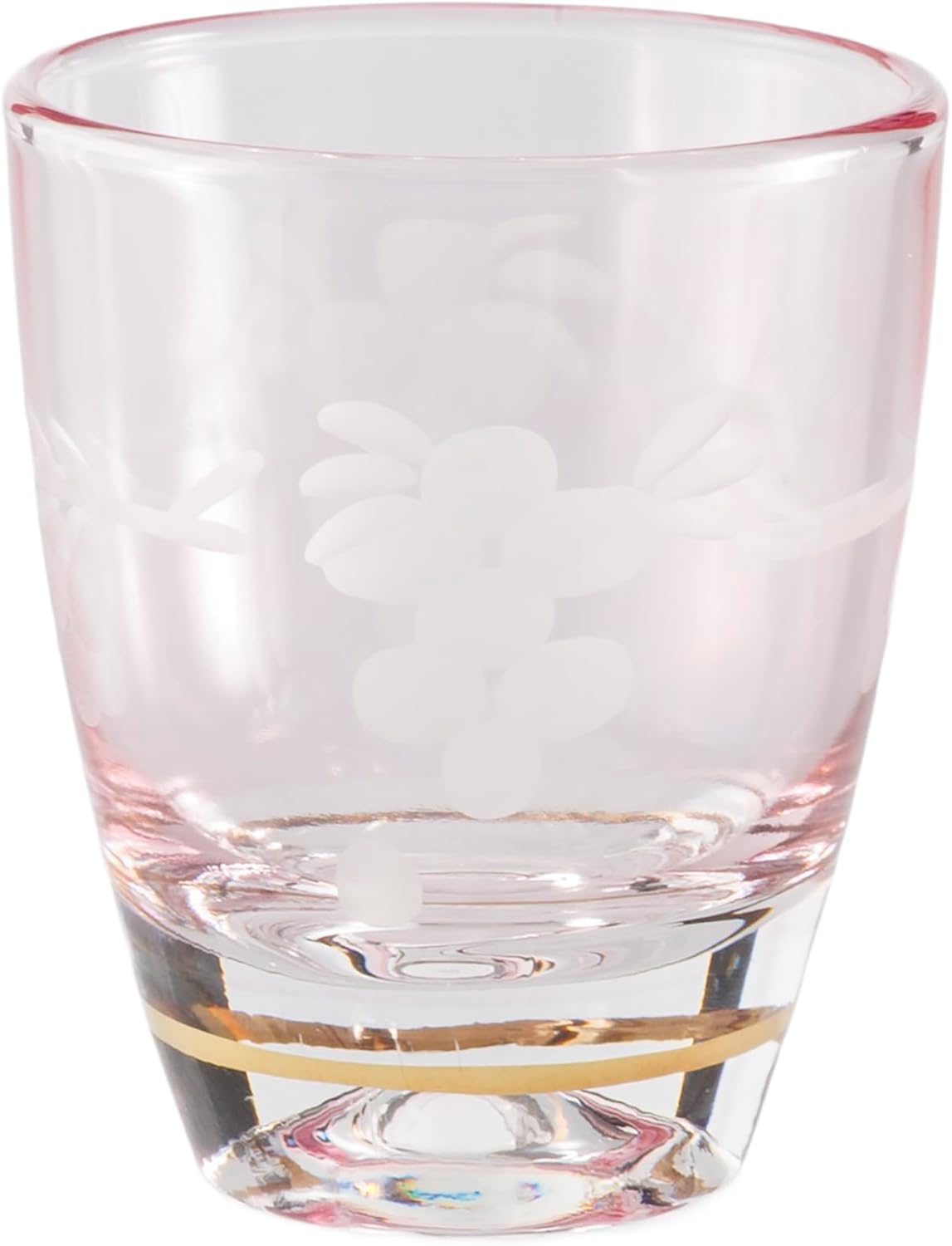 Otsuka Glass G-1-15-1PK-1P Shot Glass, Double Cold Sake Cup, Approx. 1.7 fl oz (50 ml), Natsume Shape, Flower Kiriko, Pink, Made in Japan