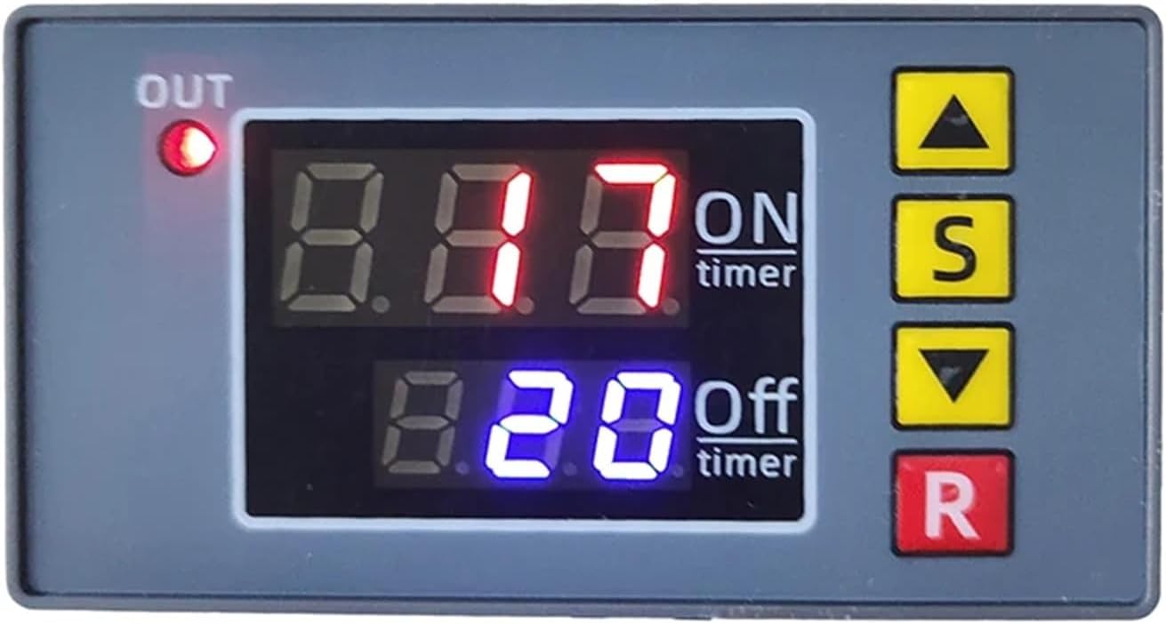 12V24V AC110V220V 20A 1500W Time Delay Relay Module, Delayed Power-On Power-Off, Cyclic Timing Control Switch 1-999S Timer(DC 12V)